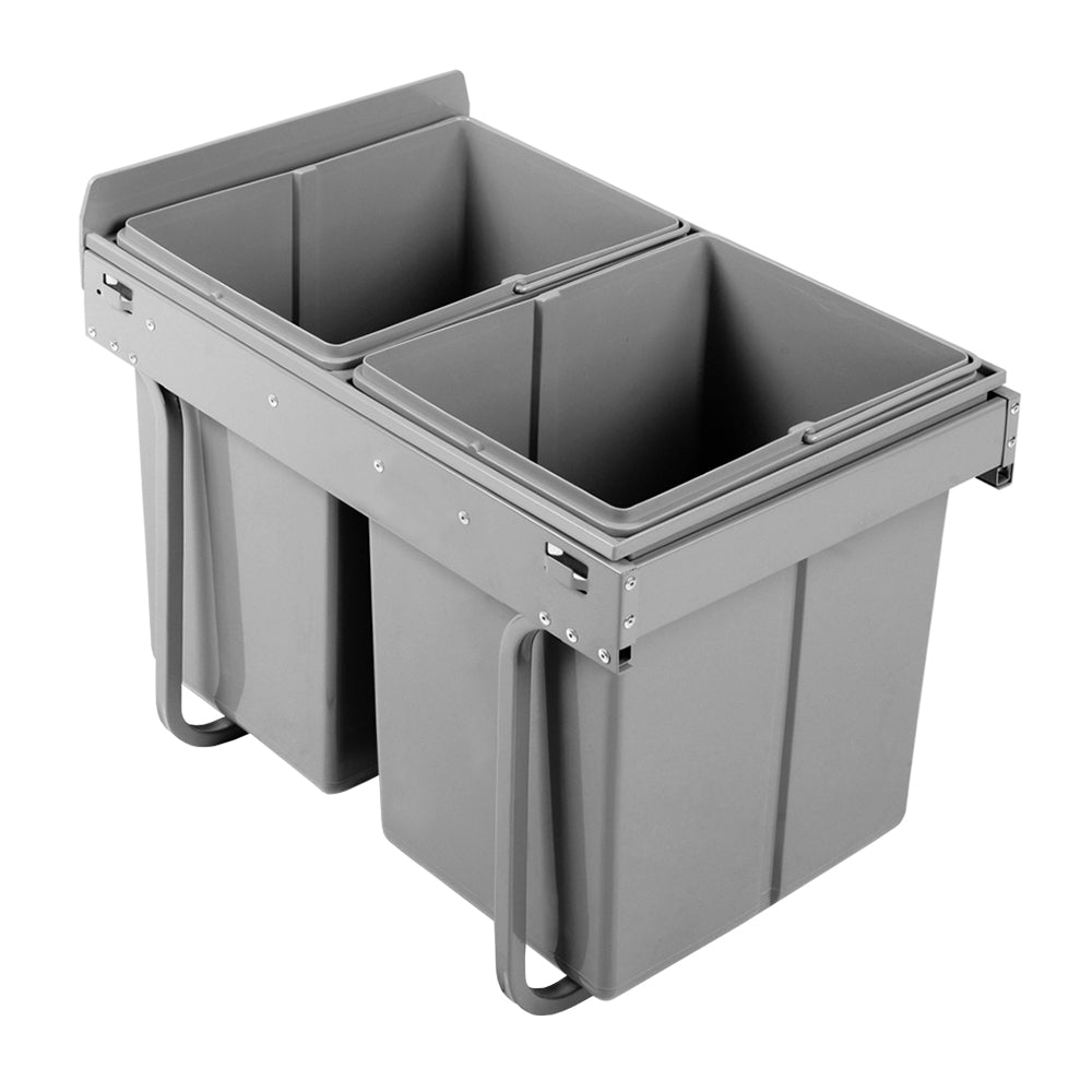 Bin Kitchen Double Basket 2X20L Grey