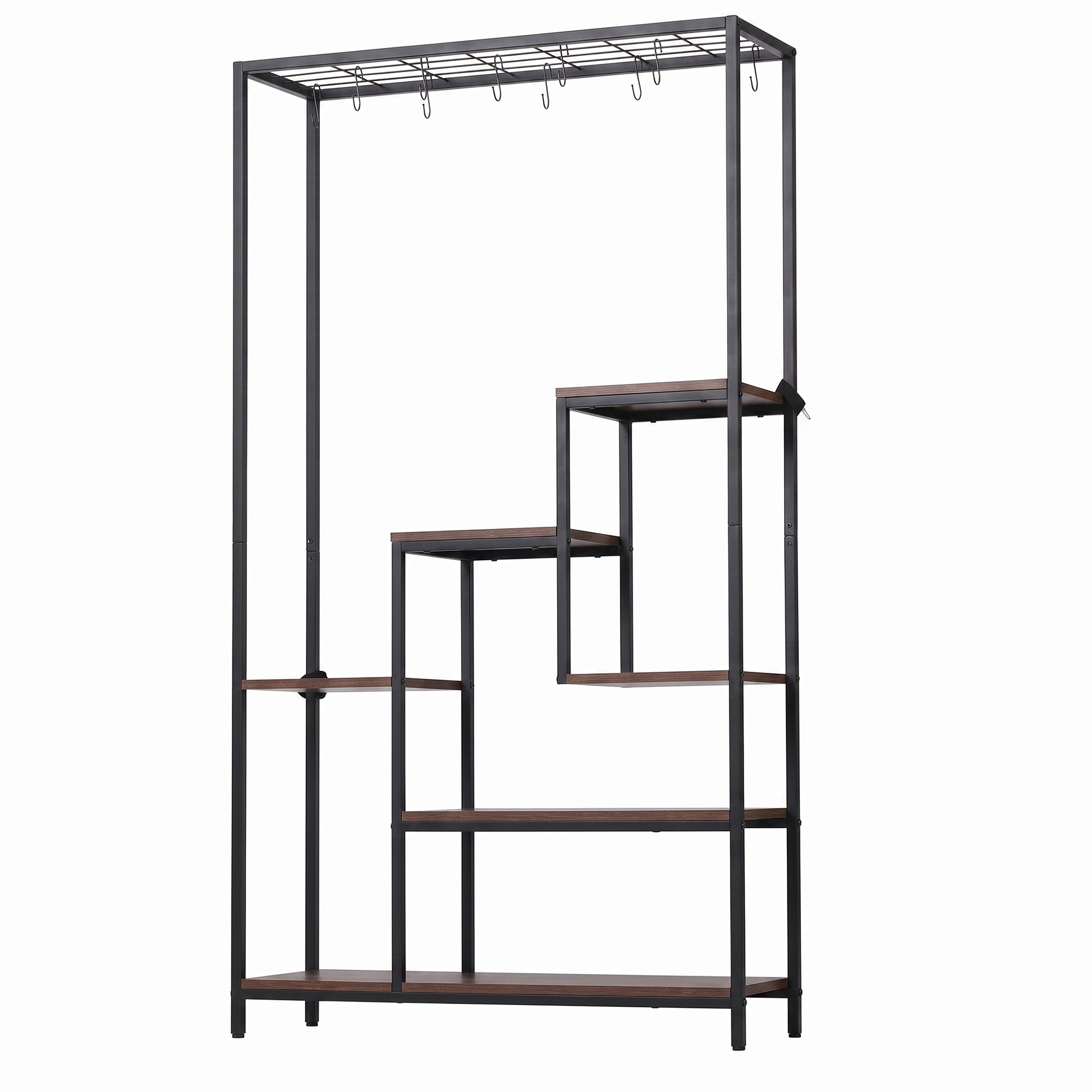 Artiss Tall Plant Stand Indoor, 6-Tier Pot Plant Shelf with Hanging Hooks, Metal & Wooden Flower Holder, Large Tiered Display Rack for Patio Garden Balcony Living Room, Indoor Outdoor Use Bedworld