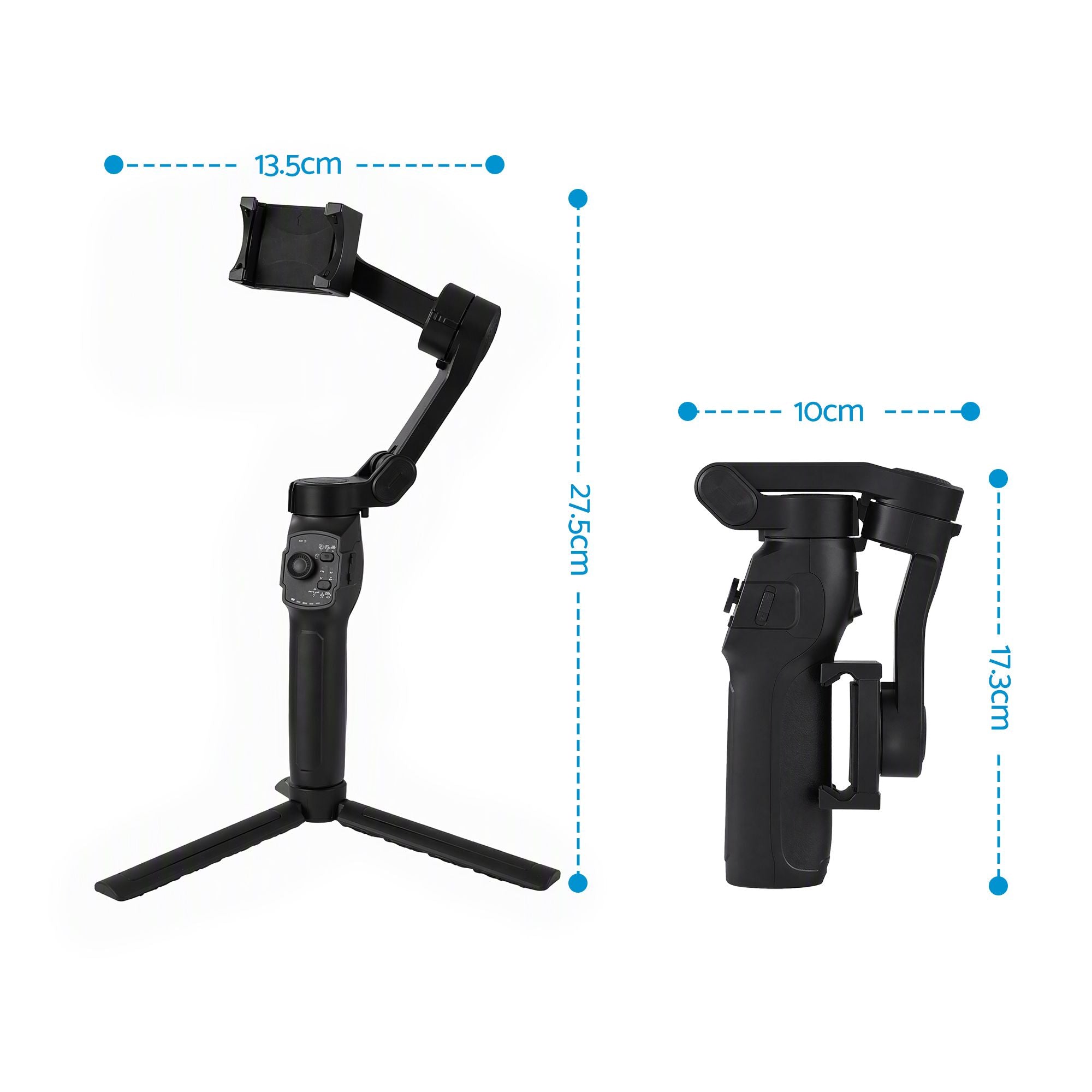 Devanti 3-Axis Gimbal Stabilizer with Tripod for Smartphone, Foldable Selfie Stick Bedworld