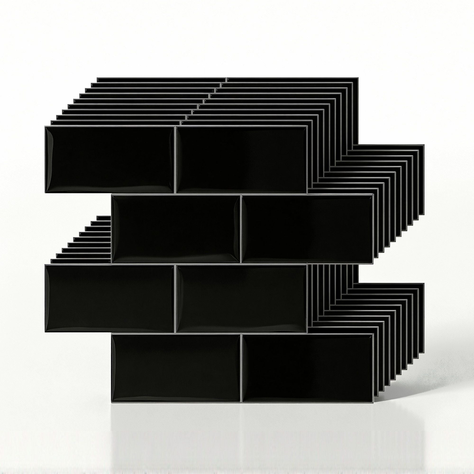 Artiss 3D Peel and Stick Wall Tiles Self Adhesive Subway Backsplash 10 Sheets, Black Bedworld