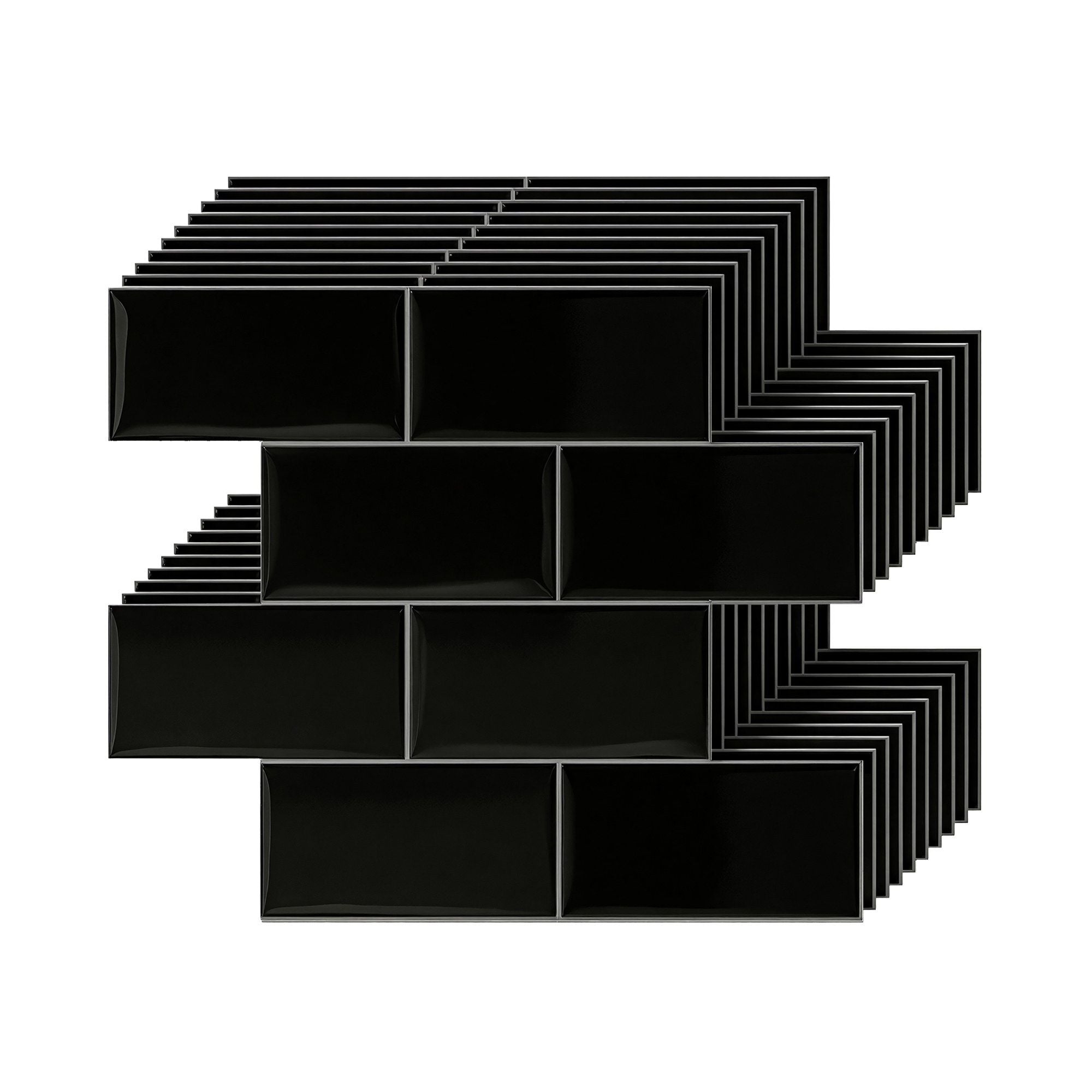 Artiss 3D Peel and Stick Wall Tiles Self Adhesive Subway Backsplash 10 Sheets, Black Bedworld
