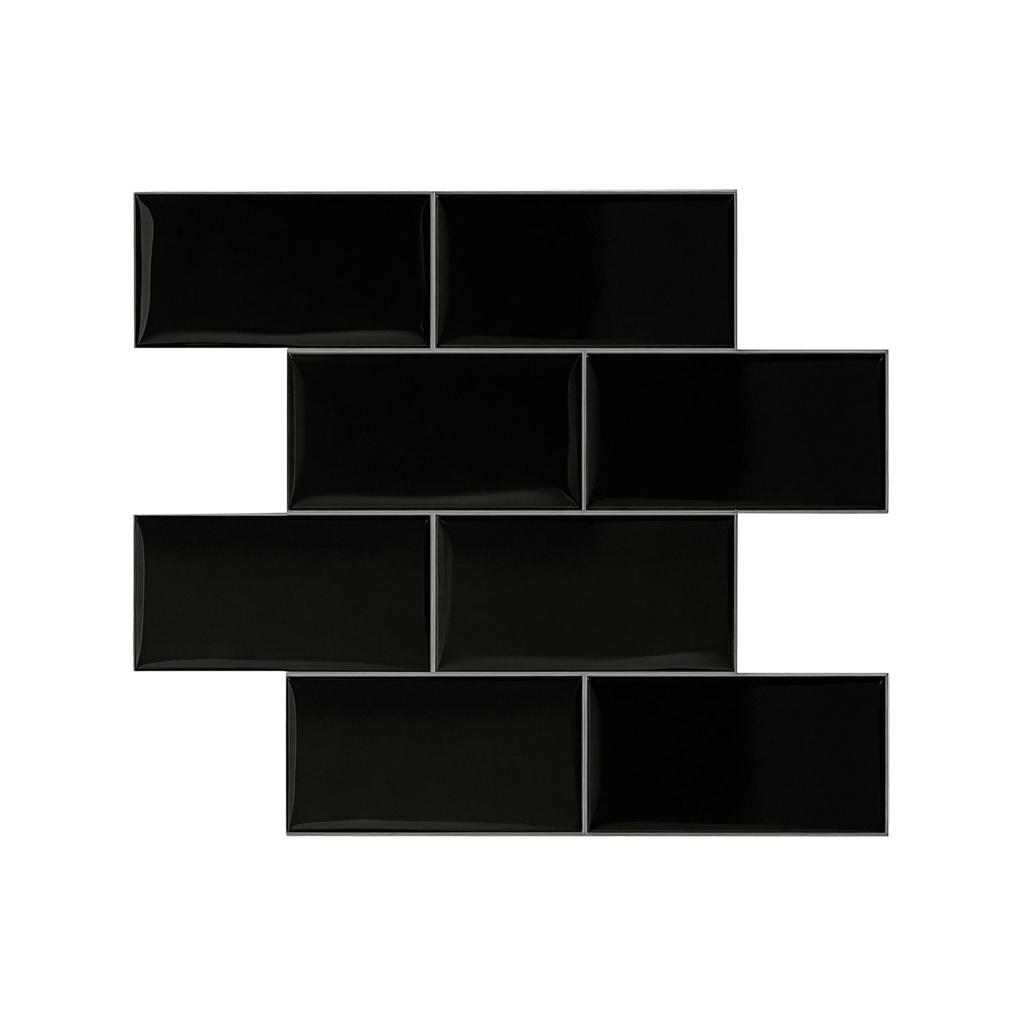 Artiss 3D Peel and Stick Wall Tiles Self Adhesive Subway Backsplash 10 Sheets, Black Bedworld