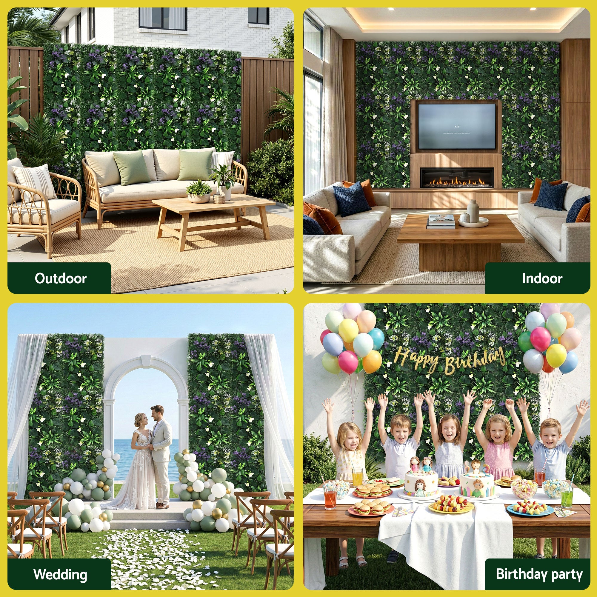 Gardeon 4PCS Artificial Plant Wall Panels 40X60CM Boxwood Panel Hedge Grass Backdrop Backyard Green Decor