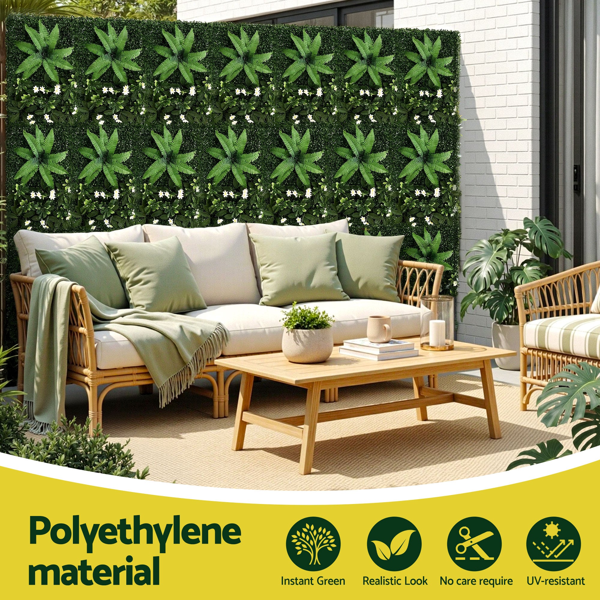 Gardeon 4PCS Artificial Plant Wall Panels 40X60CM Boxwood Panel Leaf Backdrop Backyard Green Decor