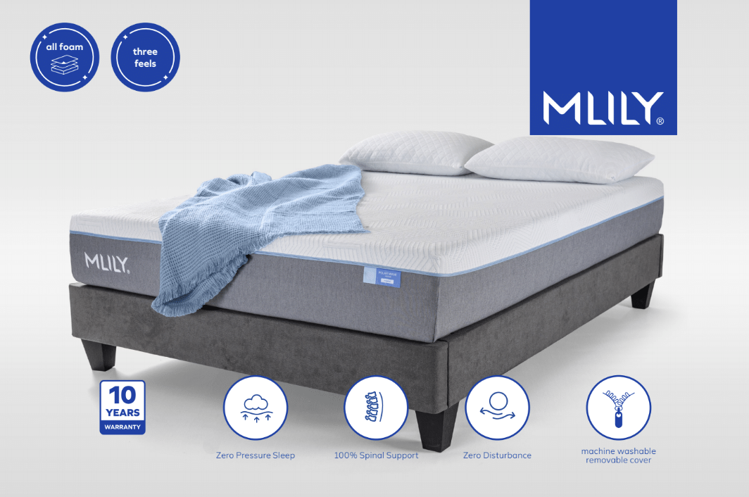MILY mattress with features highlighted on a white background