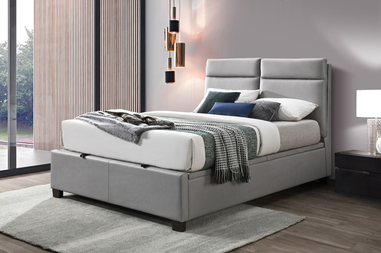 Upholstered Gas Lift Queen Size Bed 