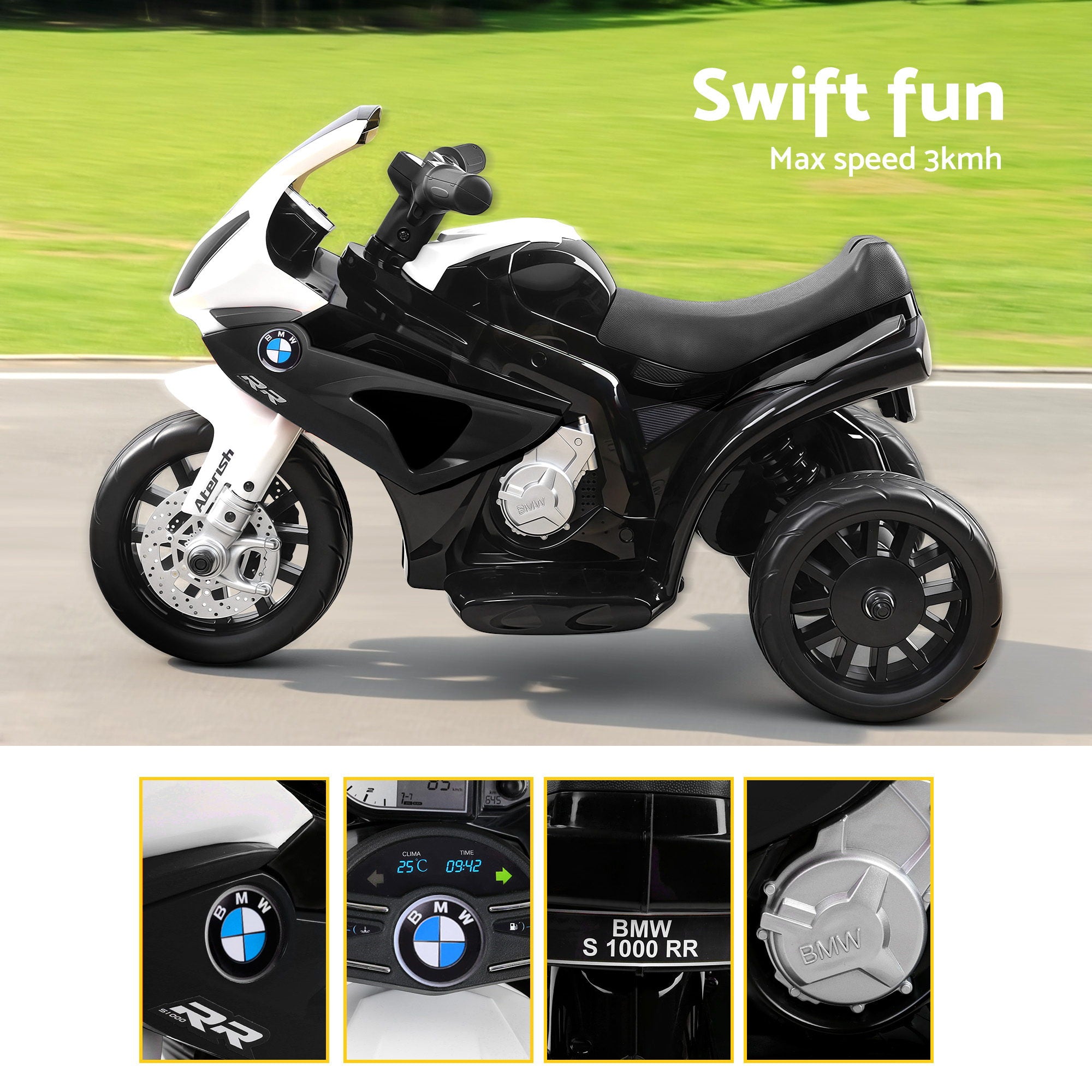 Kids Ride On Car Electric Ride On Cars Motorcycle Motorbike BMW Licensed S1000RR Black
