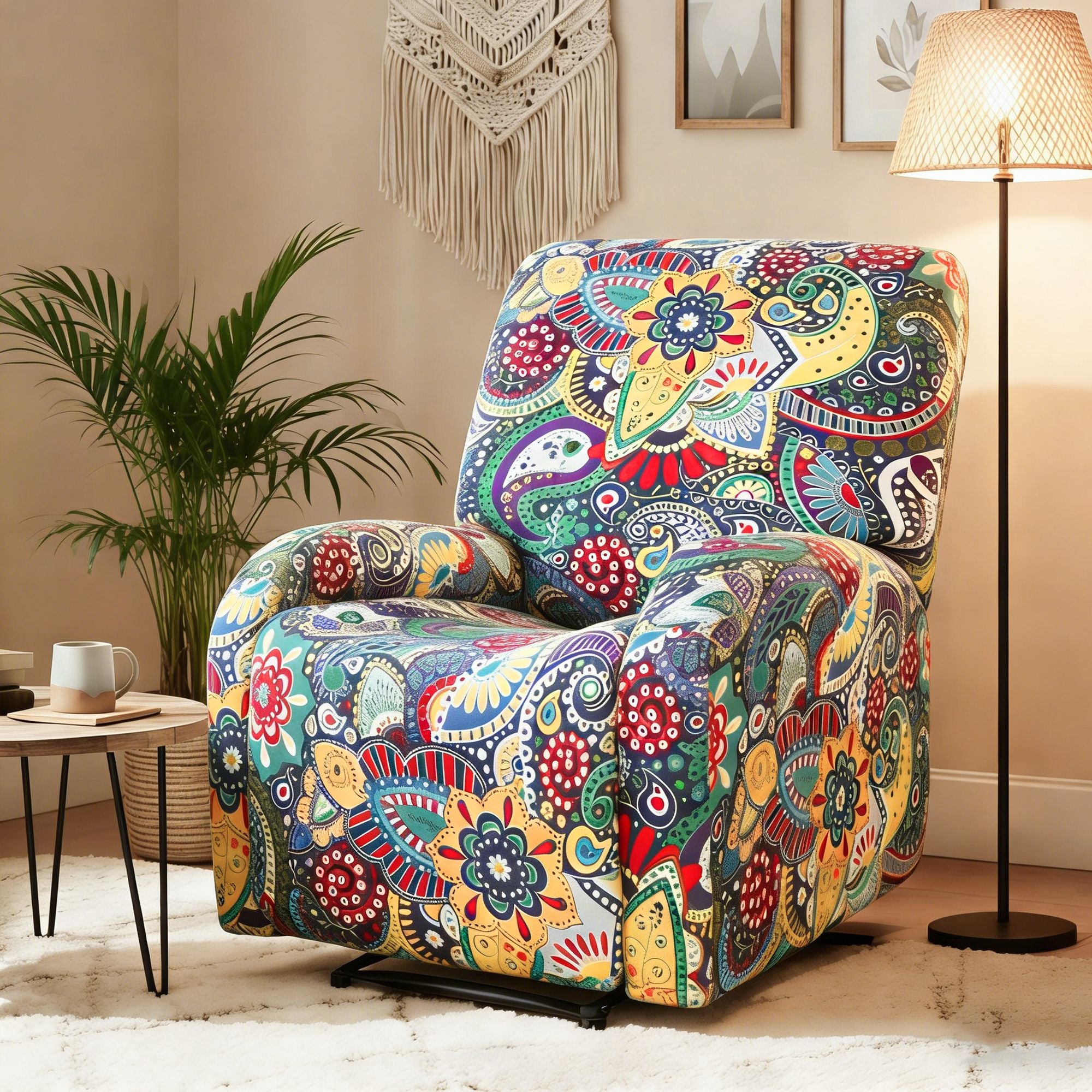 Artiss Stretch Kids Recliner Cover 4-Pieces Recliner Chair Slipcovers Printed Polyester Bedworld