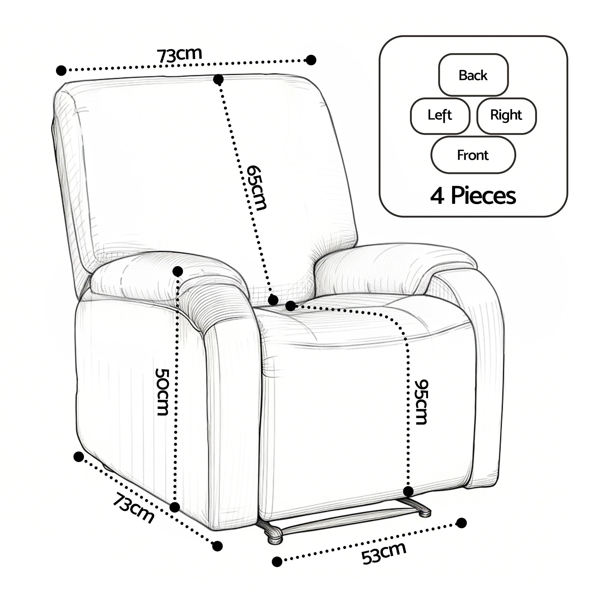 Artiss Stretch Kids Recliner Cover 4-Pieces Recliner Chair Slipcovers Printed Polyester Bedworld