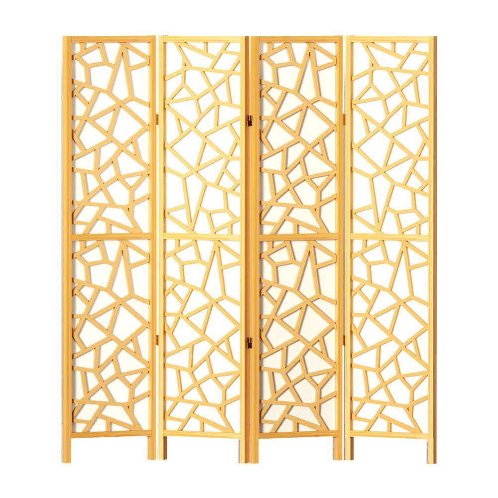 Artiss 4 Panel Room Divider Screen 162x170cm Clover Natural