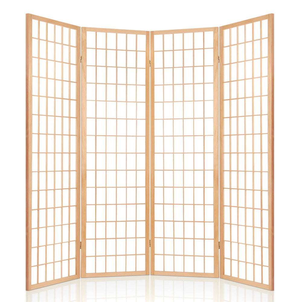 Artiss 4 Panel Room Divider Screen 174x179cm Natural