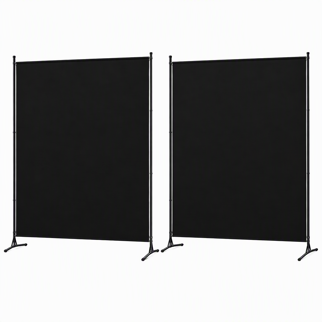 Artiss Room Divider Set of 2 Privacy Screen Fabric Room Separator Partition 175x180cm Black Bedworld