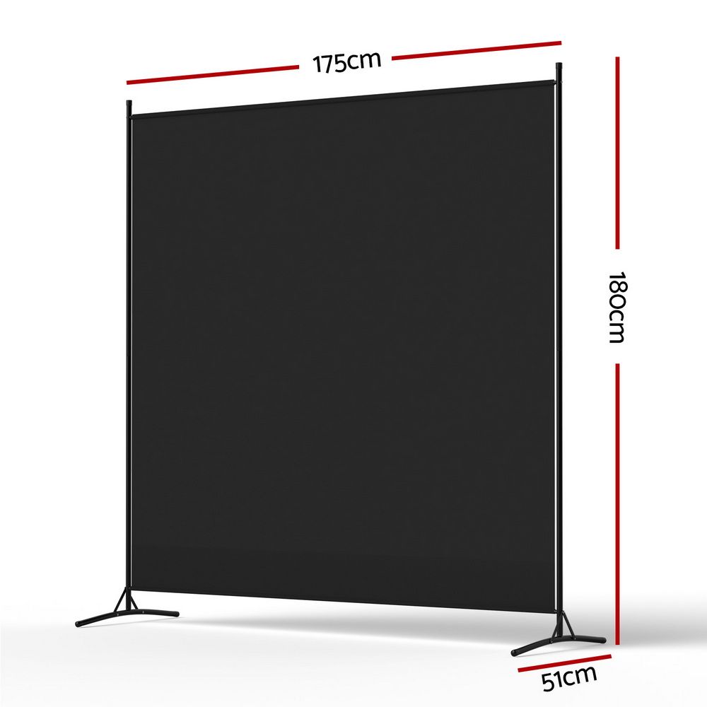 Artiss Room Divider Set of 2 Privacy Screen Fabric Room Separator Partition 175x180cm Black Bedworld