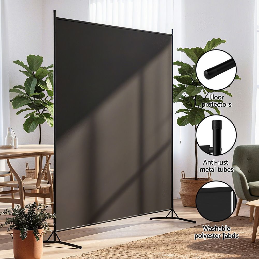 Artiss Room Divider Set of 2 Privacy Screen Fabric Room Separator Partition 175x180cm Black Bedworld