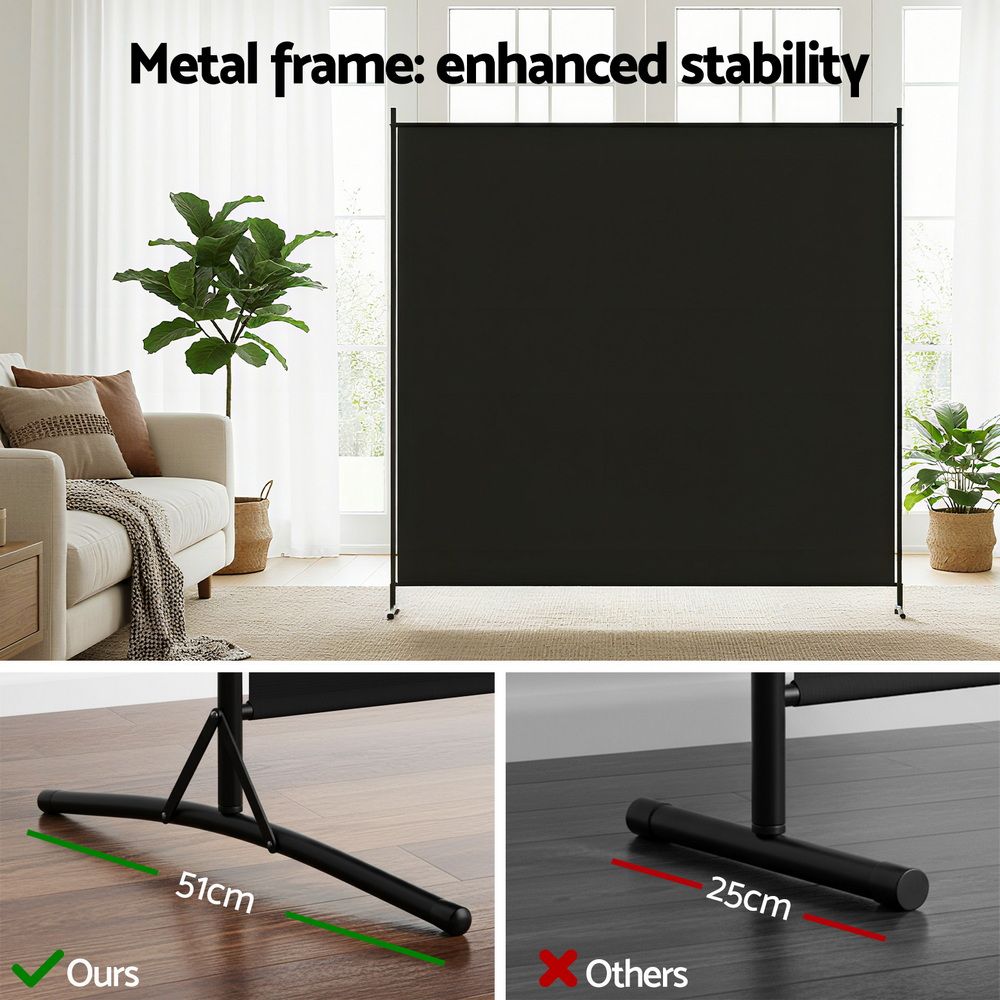 Artiss Room Divider Set of 2 Privacy Screen Fabric Room Separator Partition 175x180cm Black Bedworld