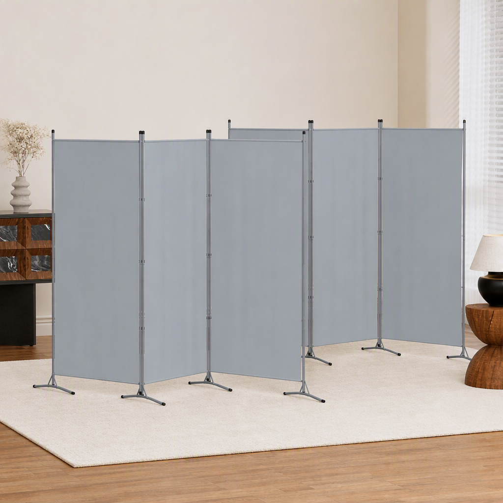 Artiss 3 Panel Room Divider Set of 2 Folding Privacy Screen Fabric Room Separator Partition Grey Bedworld
