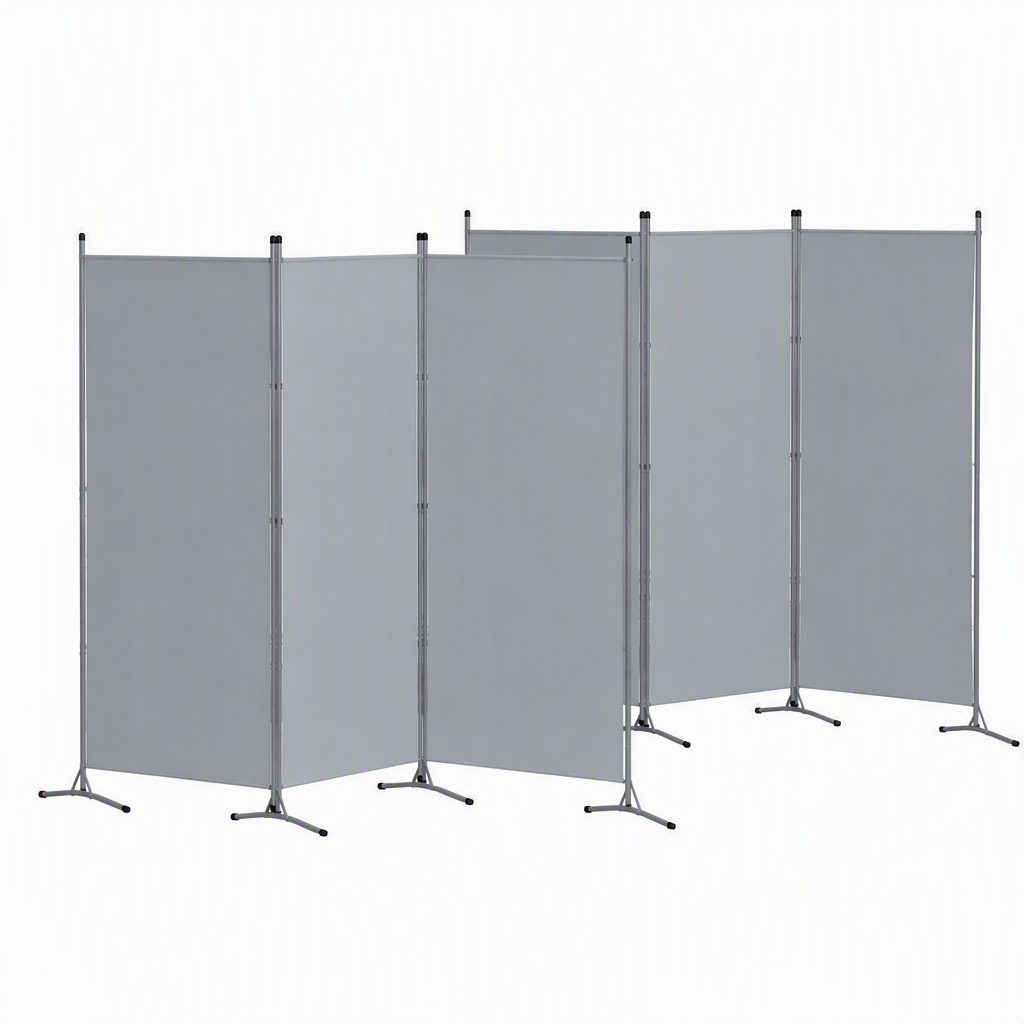 Artiss 3 Panel Room Divider Set of 2 Folding Privacy Screen Fabric Room Separator Partition Grey Bedworld