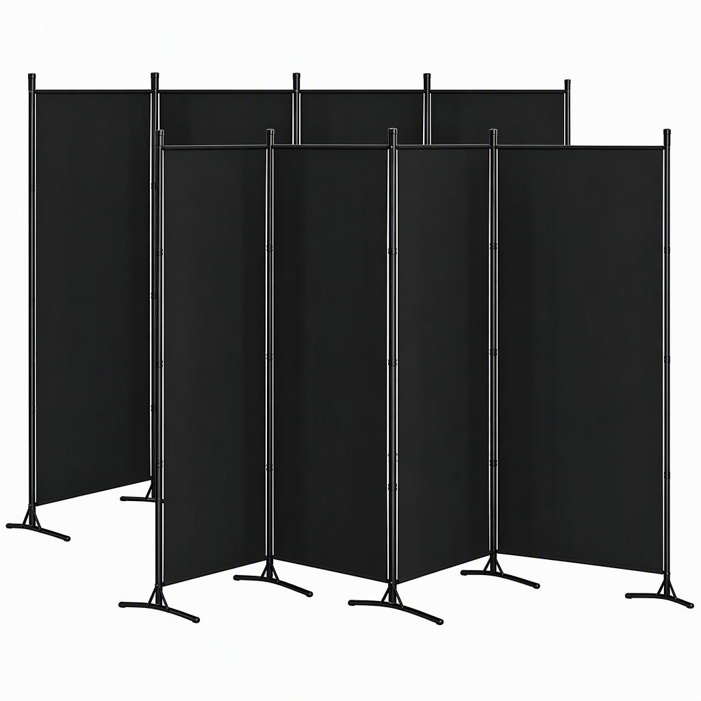 Artiss 4 Panel Room Divider Set of 2 Folding Privacy Screen Fabric Room Separator Partition Black Bedworld
