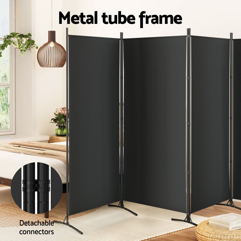 Artiss 4 Panel Room Divider Set of 2 Folding Privacy Screen Fabric Room Separator Partition Black Bedworld