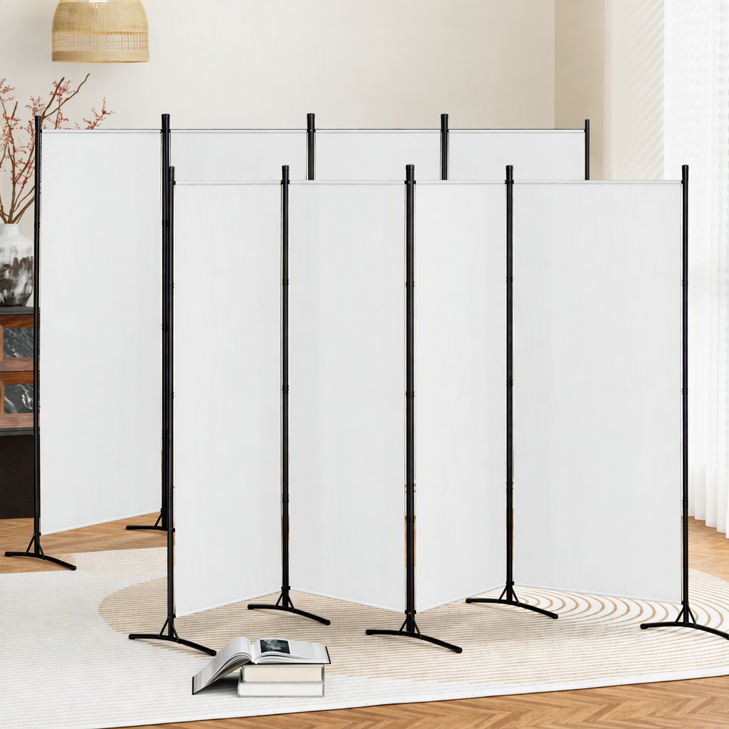 Artiss 4 Panel Room Divider Set of 2 Folding Privacy Screen Fabric Room Separator Partition White Bedworld