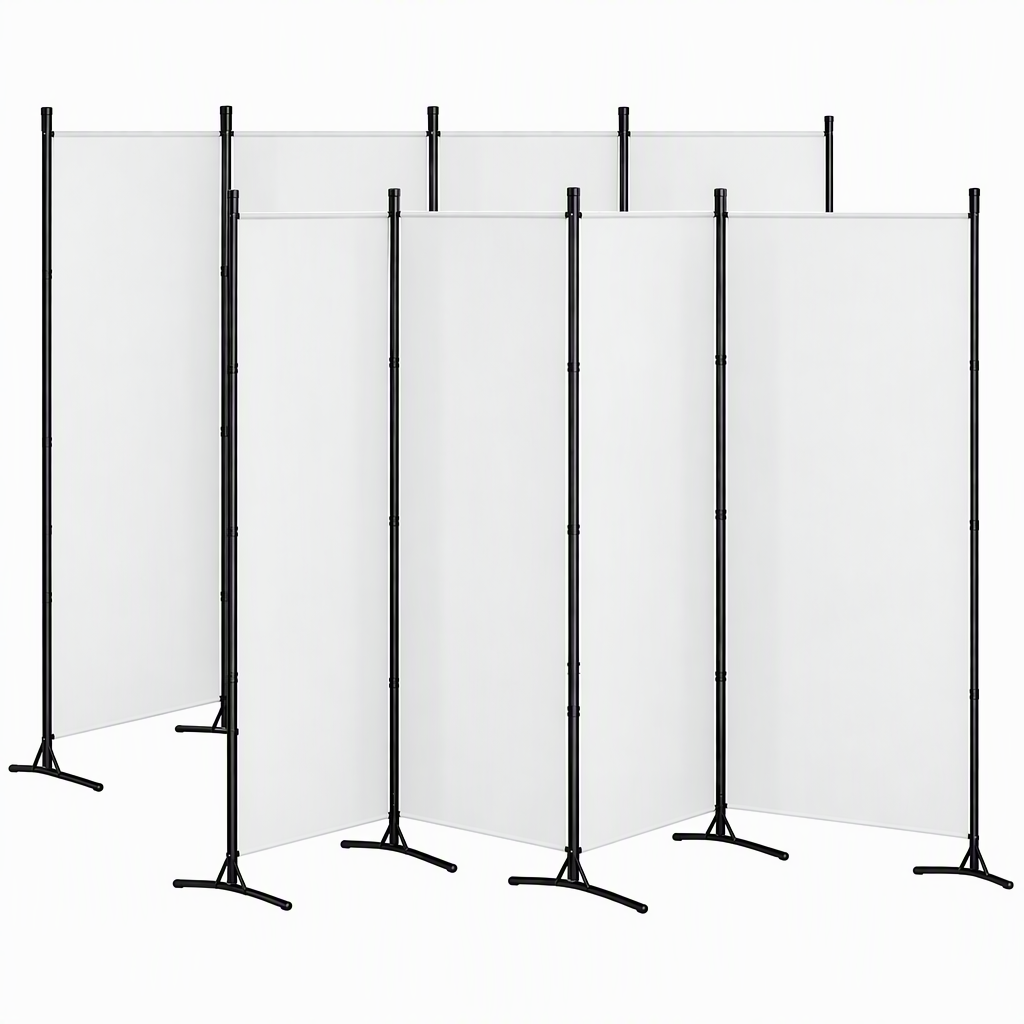 Artiss 4 Panel Room Divider Set of 2 Folding Privacy Screen Fabric Room Separator Partition White Bedworld