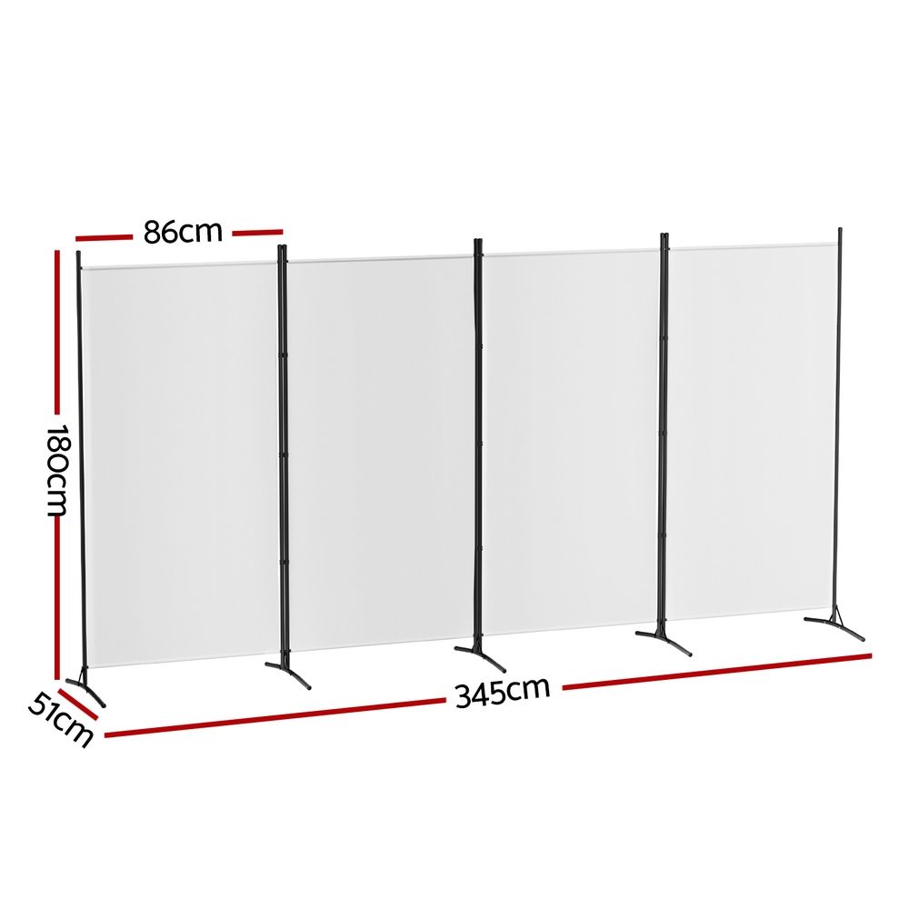 Artiss 4 Panel Room Divider Set of 2 Folding Privacy Screen Fabric Room Separator Partition White Bedworld