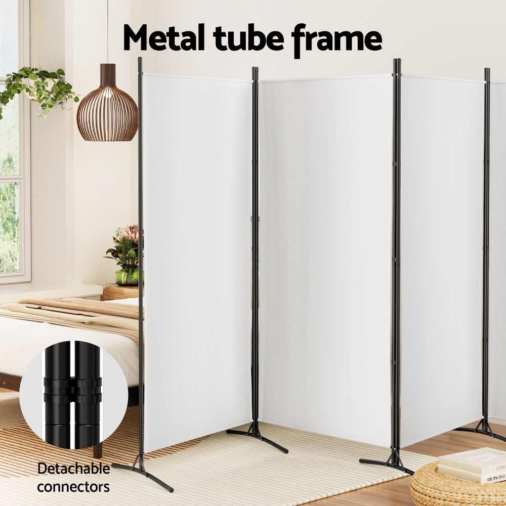 Artiss 4 Panel Room Divider Set of 2 Folding Privacy Screen Fabric Room Separator Partition White Bedworld