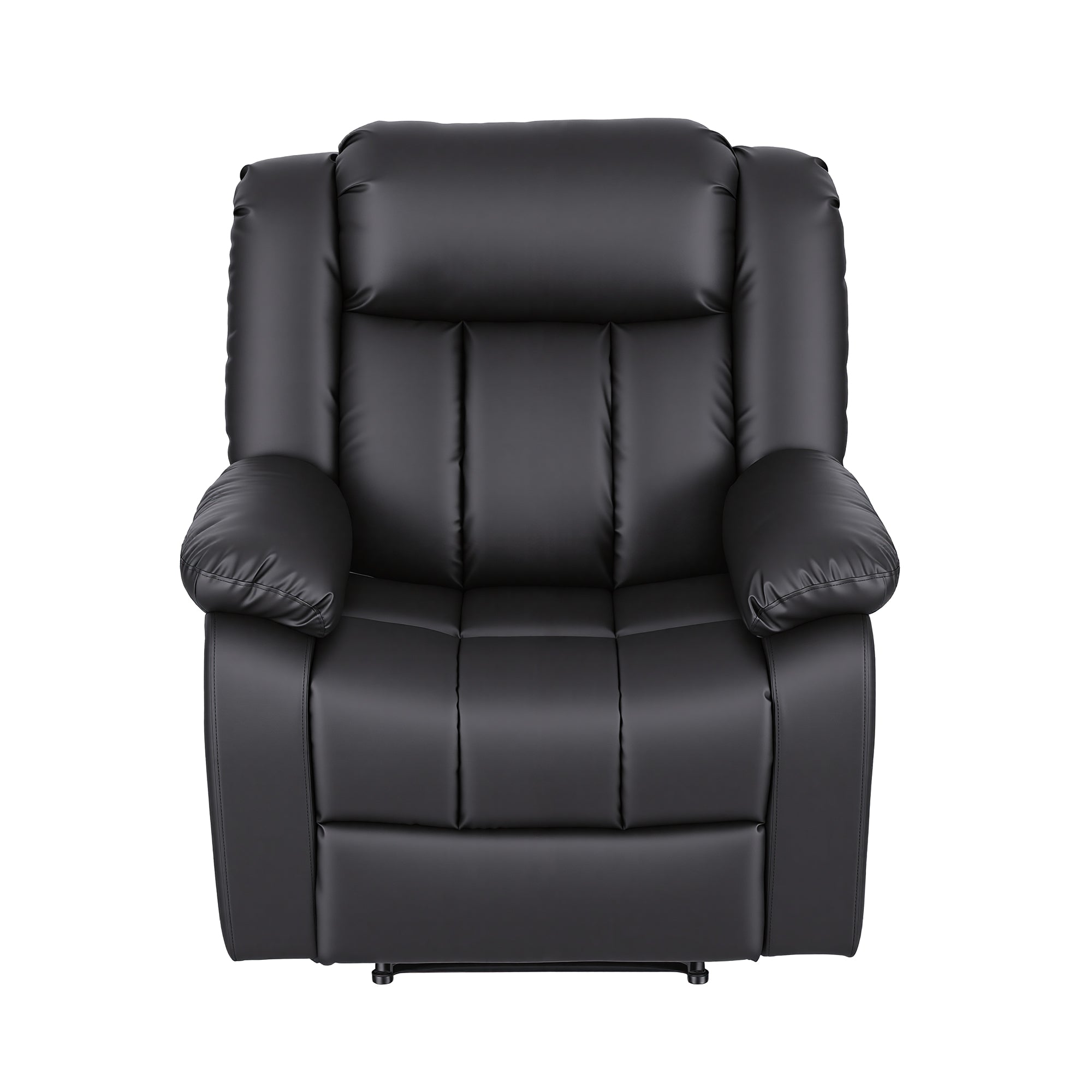 Artiss Manual Massage Recliner Chair for Living Room, Leather Sofa Lounge Reclining Chair with 2 USB Port, 160? Recline Reading Chair with 20CM Wide Armrests, 8 Point Vibration & Lumbar Heat, Black