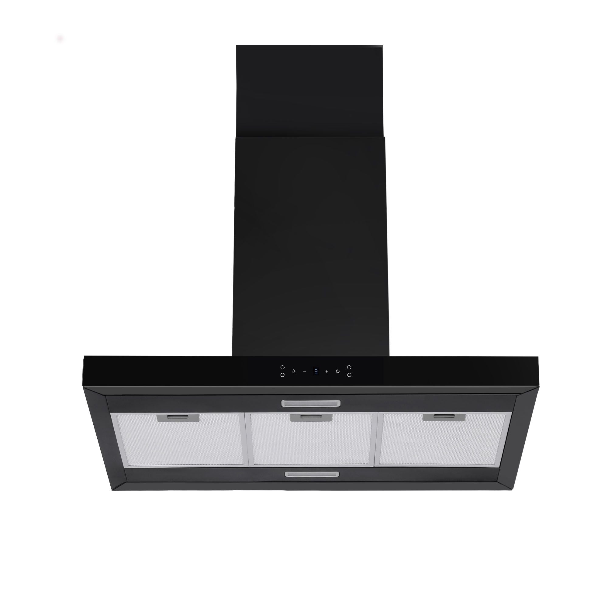 Devanti 90cm Island Rangehood Ceiling-Mounted 3-Speed Touch Control LED Black Bedworld