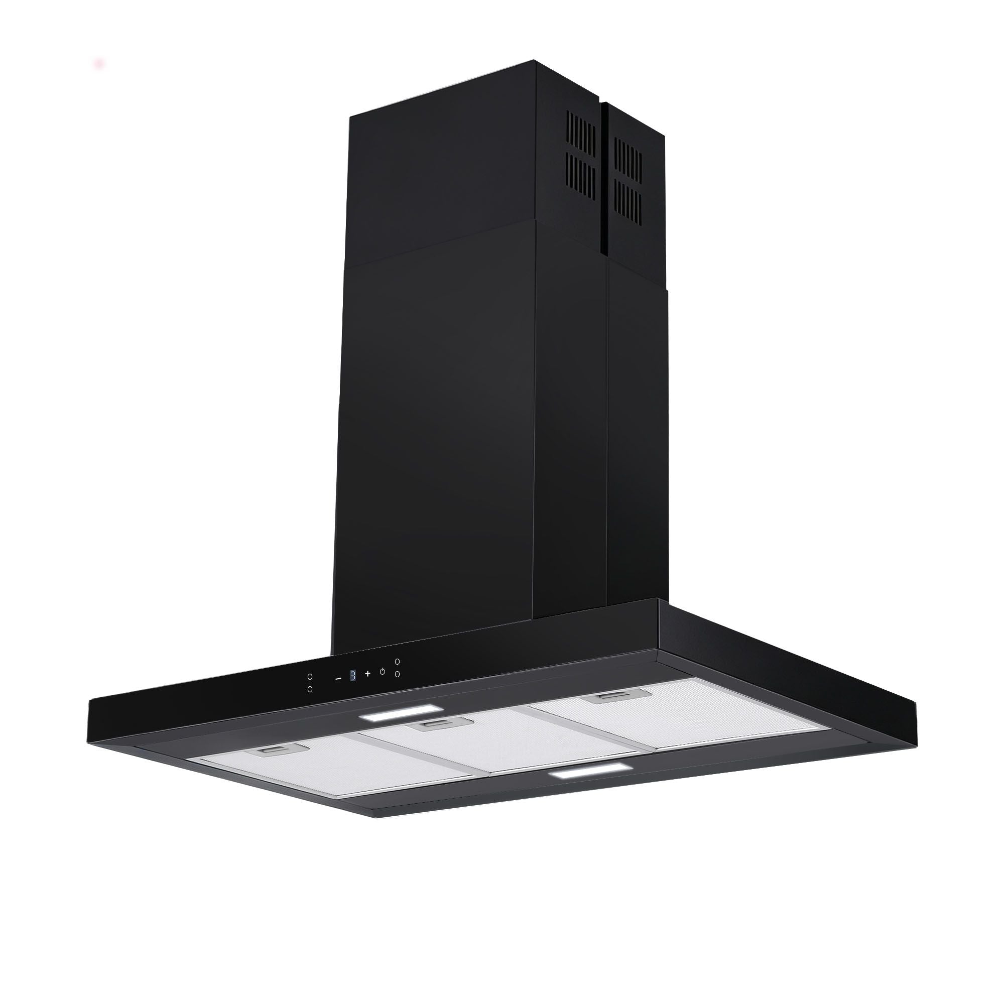 Devanti 90cm Island Rangehood Ceiling-Mounted 3-Speed Touch Control LED Black Bedworld
