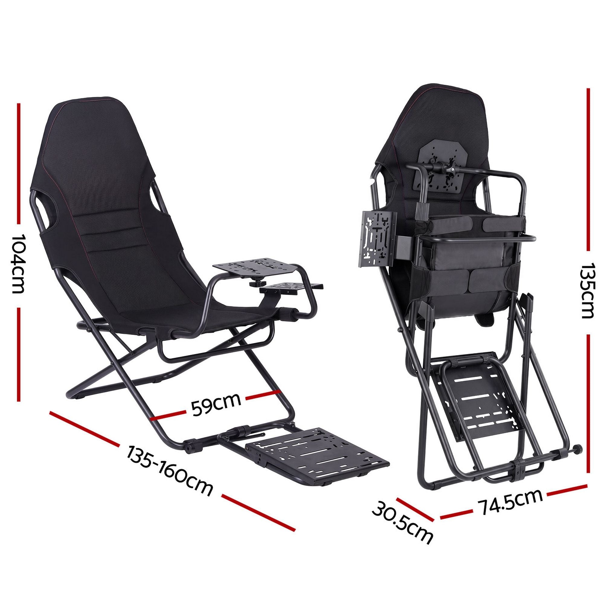 Artiss Steel Foldable Racing Simulator Cockpit Seat Wheel Stand Gear Shifter Mount Black Bedworld