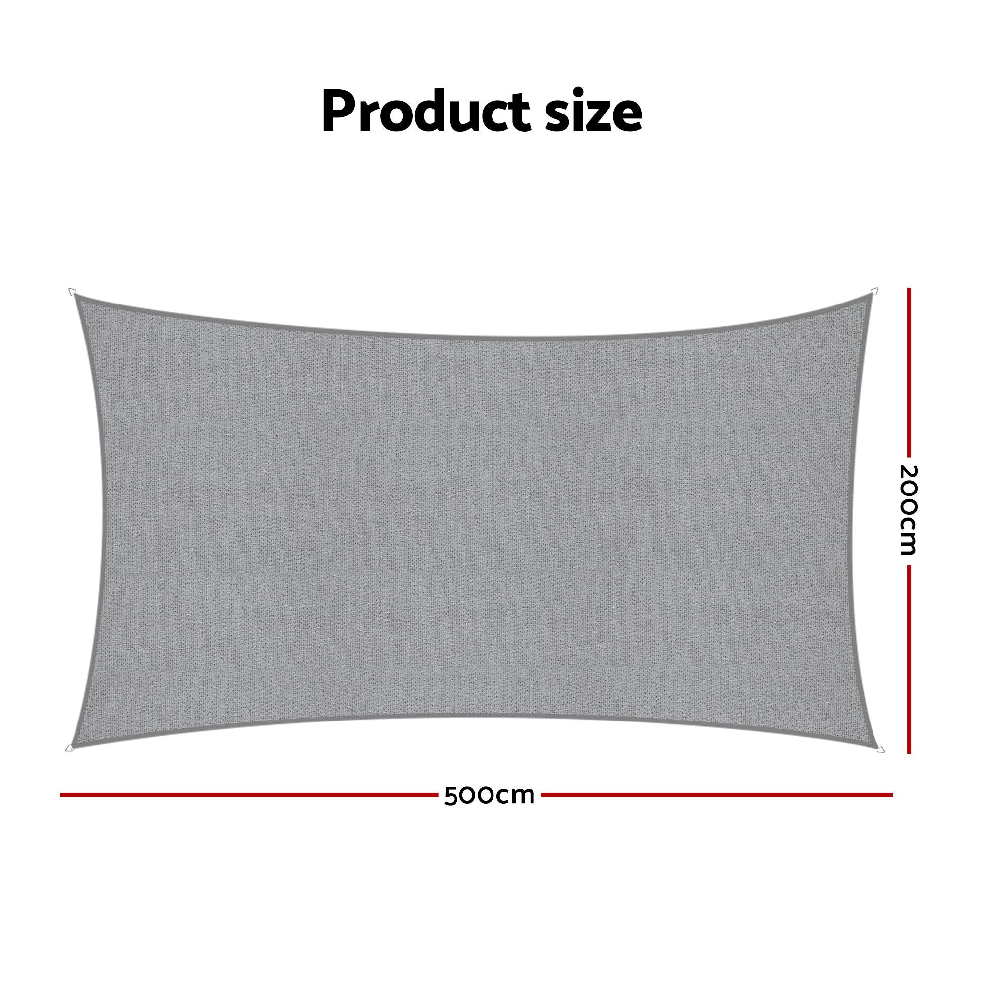 Instahut Sun Shade Sail Cloth 98% UV Block Outdoor Canopy Rectangle 2X5M Grey Bedworld