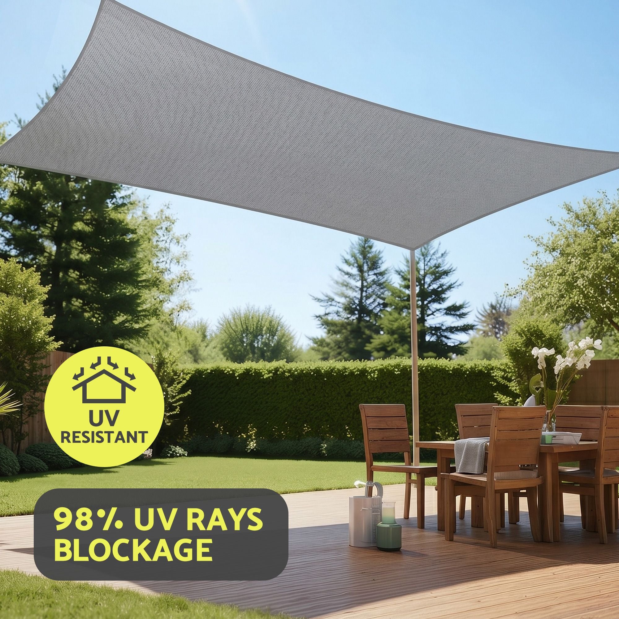 Instahut Sun Shade Sail Cloth 98% UV Block Outdoor Canopy Rectangle 2X5M Grey Bedworld