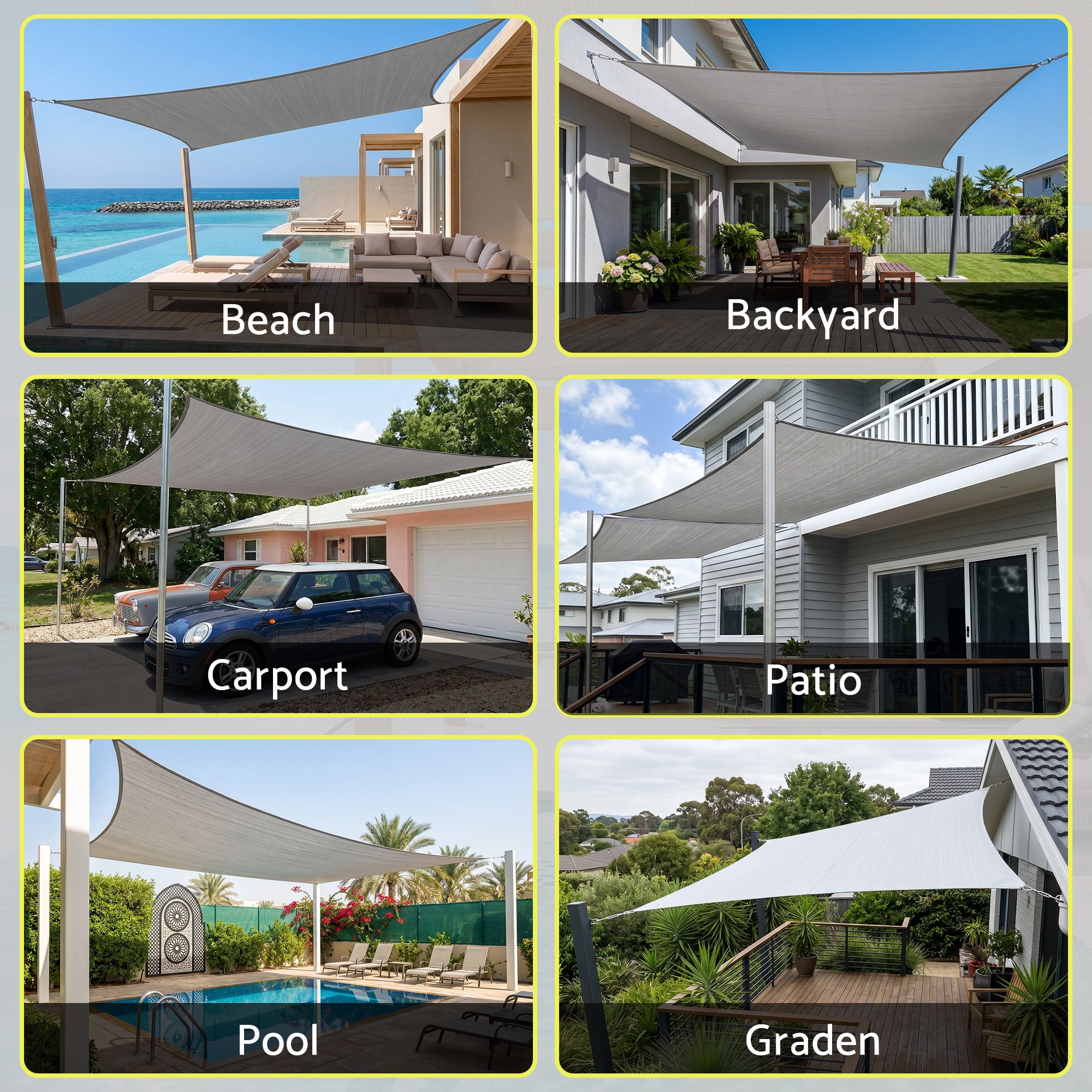 Instahut Sun Shade Sail Cloth 98% UV Block Outdoor Canopy Rectangle 2X5M Grey Bedworld