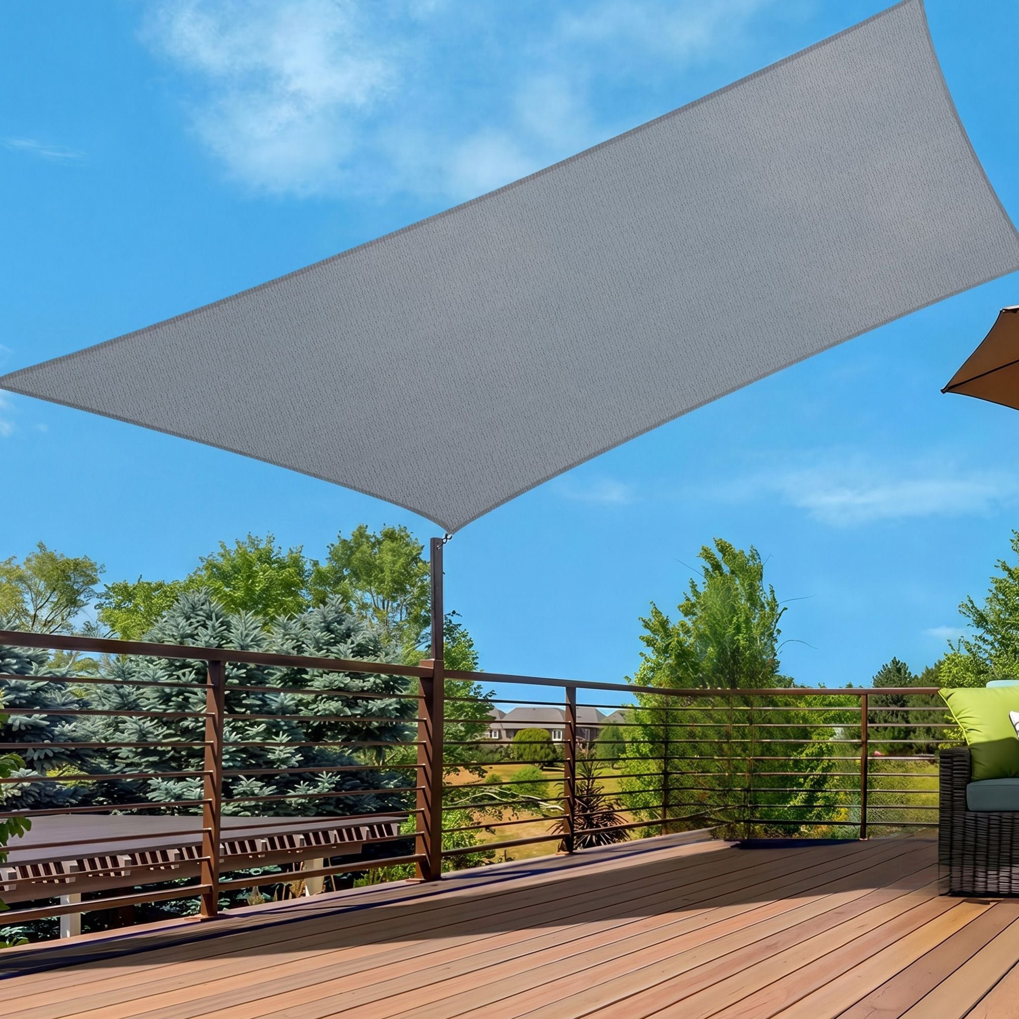 Instahut Sun Shade Sail Cloth 98% UV Block Outdoor Canopy Rectangle 2X5M Grey Bedworld