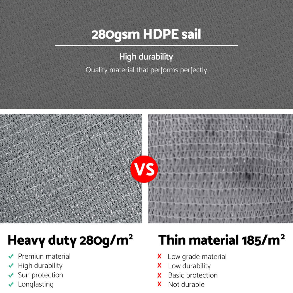 3m Triangle 280GSM 98% Grey Shade Cloth