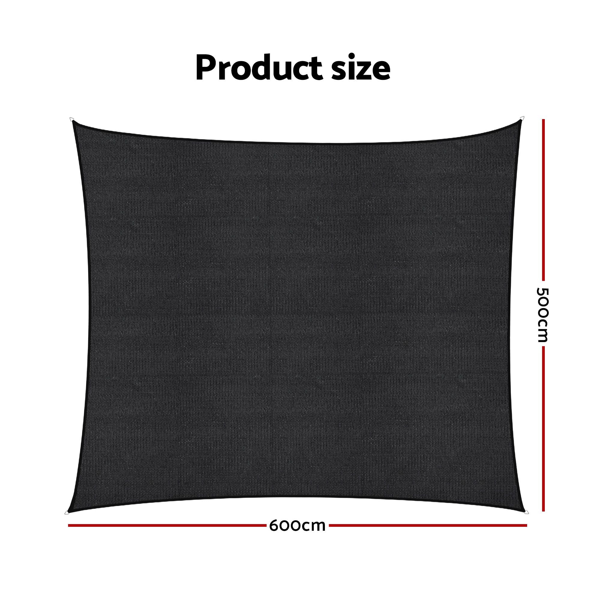Instahut Sun Shade Sail Cloth 98% UV Block Outdoor Canopy Rectangle 5X6M Black Bedworld