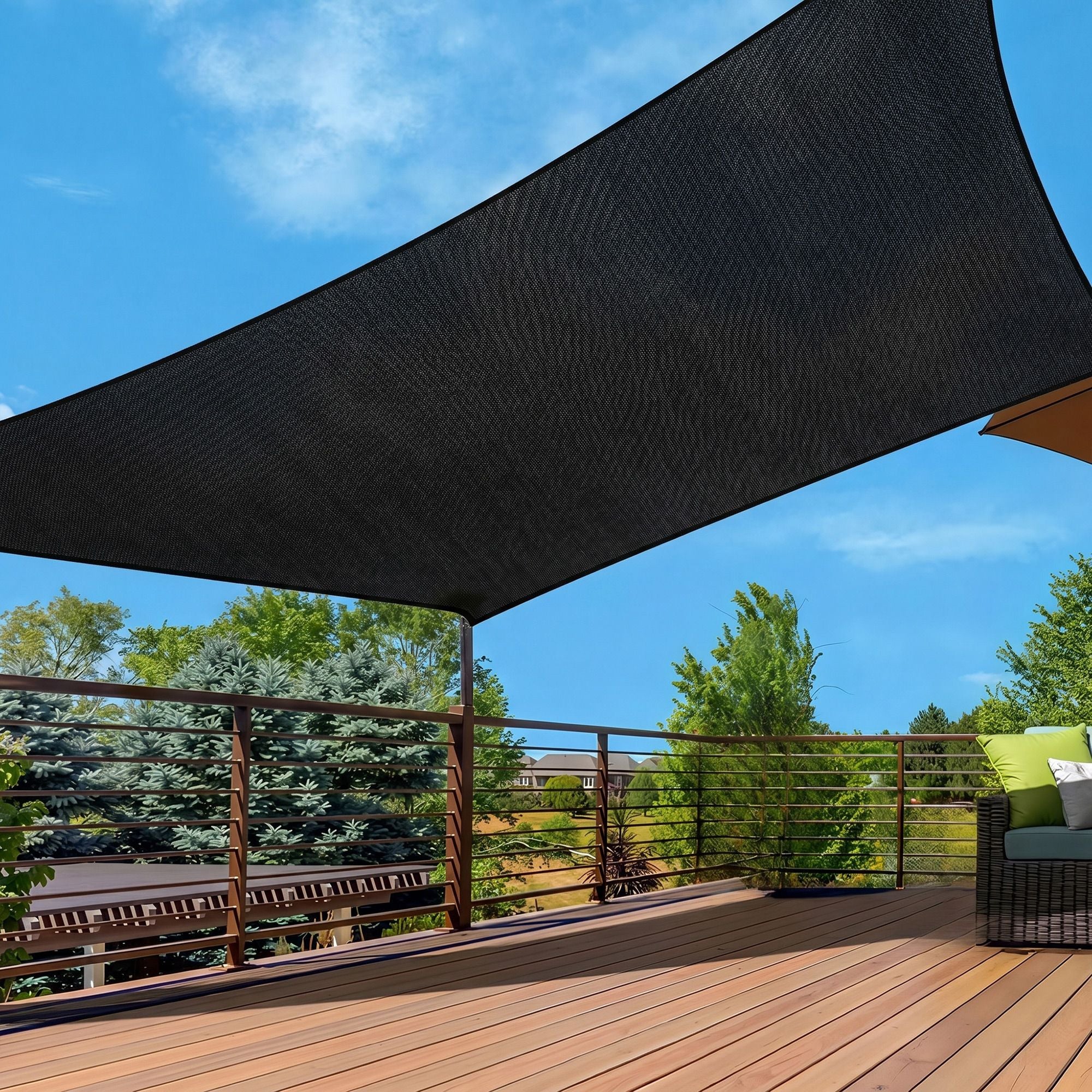Instahut Sun Shade Sail Cloth 98% UV Block Outdoor Canopy Rectangle 5X6M Black Bedworld