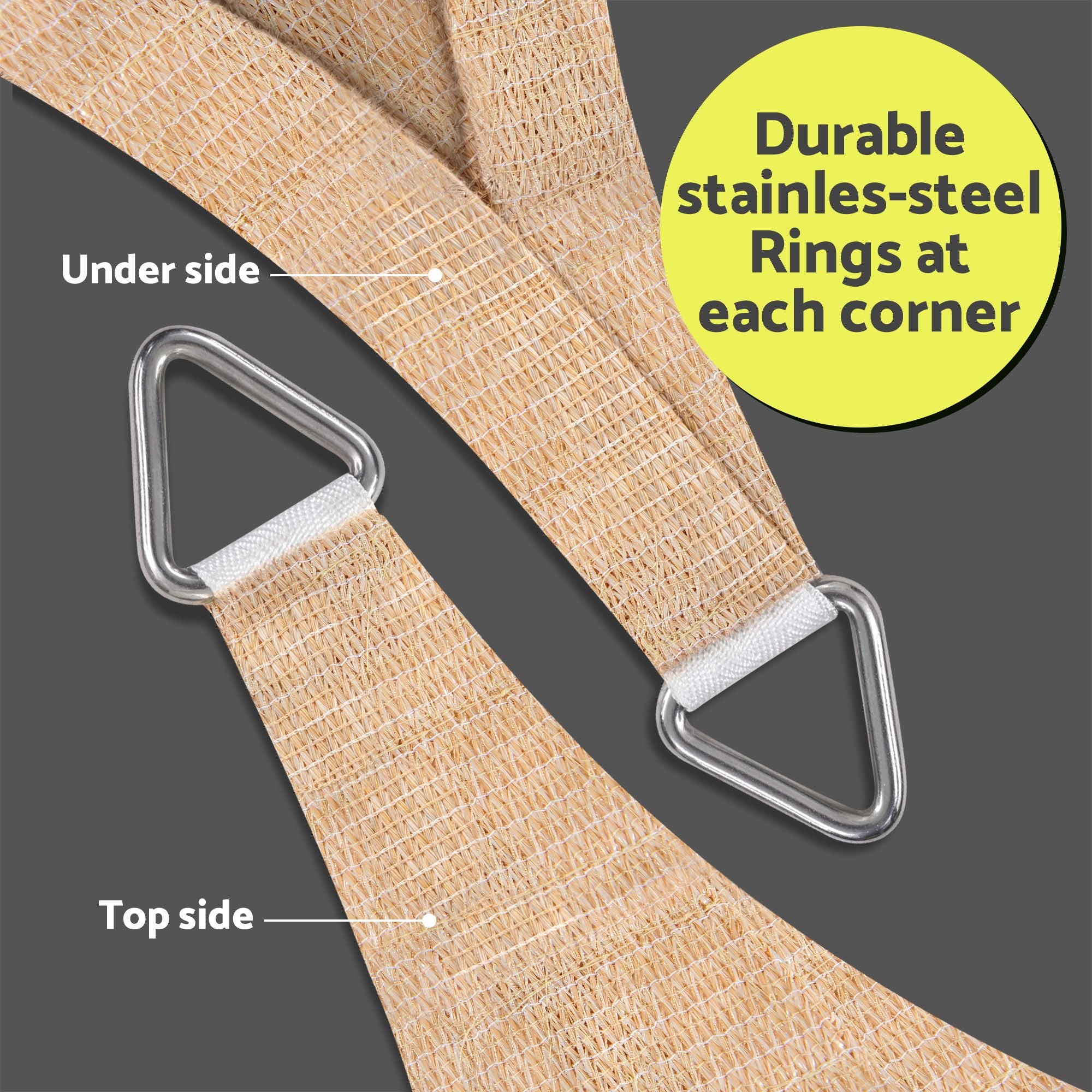 Instahut Sun Shade Sail Cloth 98% UV Block Outdoor Canopy Rectangle 5X9M Beige Bedworld
