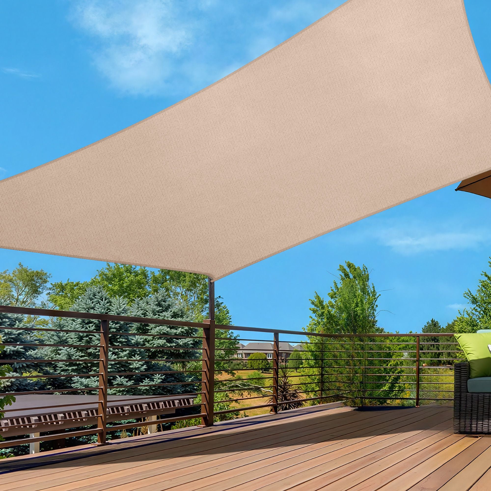 Instahut Sun Shade Sail Cloth 98% UV Block Outdoor Canopy Rectangle 5X9M Beige Bedworld