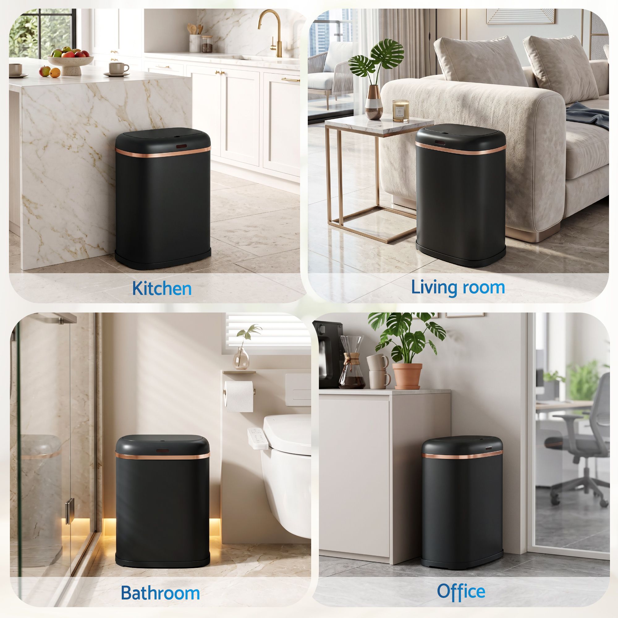 Devanti 38L Motion Sensor Bin Rubbish Automatic Black Bedworld