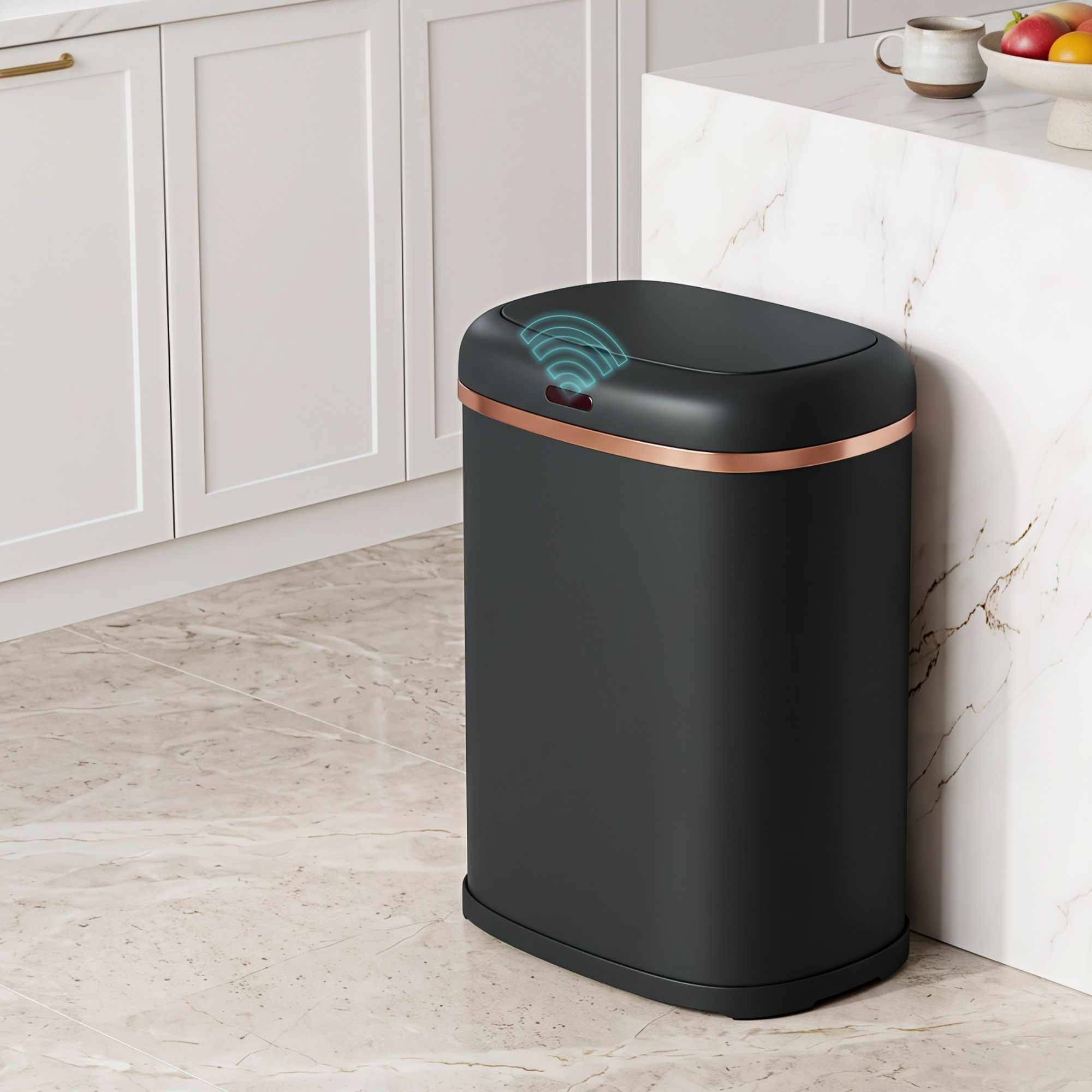 Devanti 38L Motion Sensor Bin Rubbish Automatic Black Bedworld