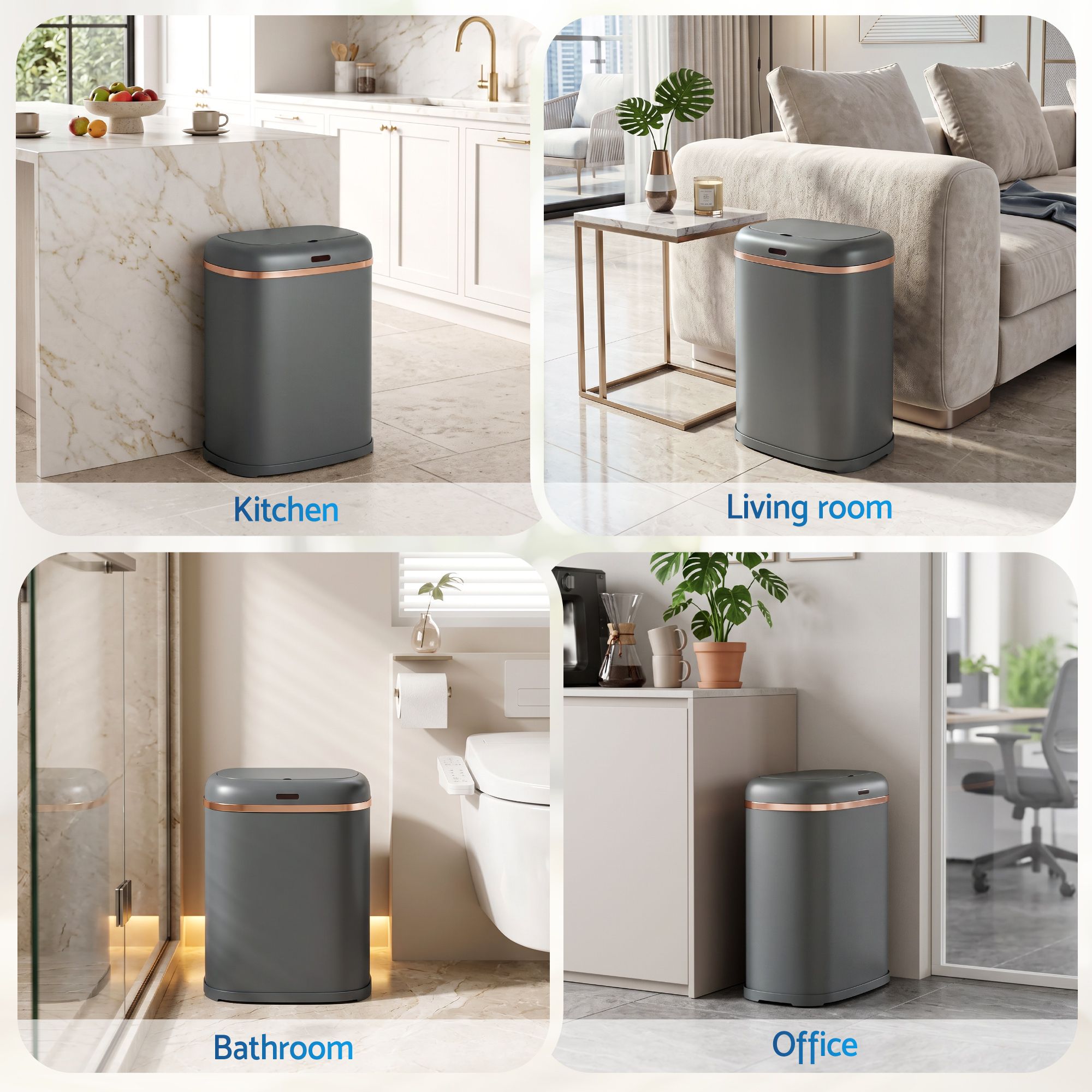 Devanti 38L Motion Sensor Bin Rubbish Automatic Grey Bedworld