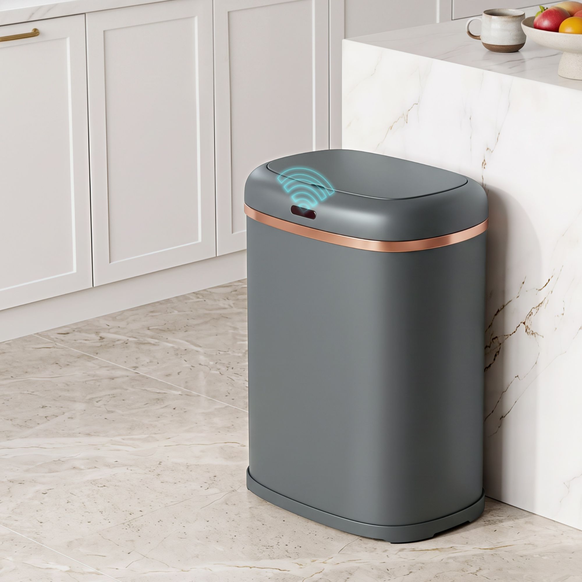 Devanti 38L Motion Sensor Bin Rubbish Automatic Grey Bedworld