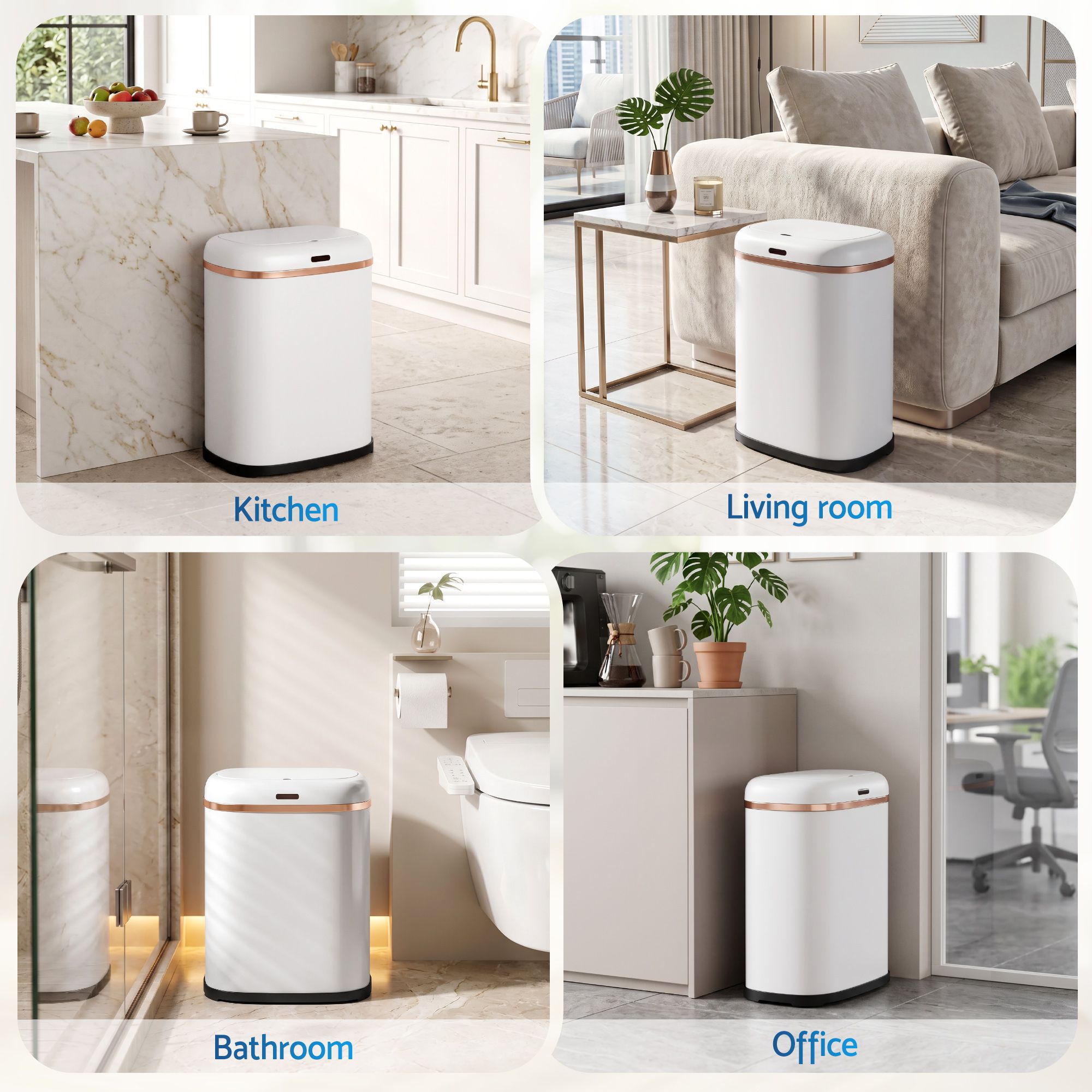 Devanti 38L Motion Sensor Bin Rubbish Automatic White Bedworld