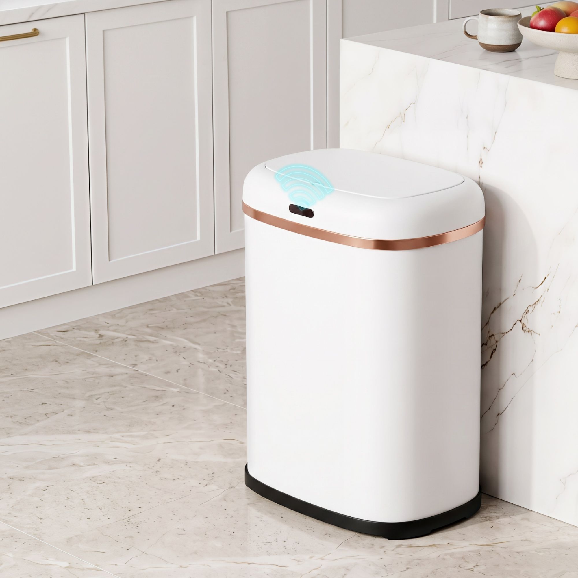Devanti 38L Motion Sensor Bin Rubbish Automatic White Bedworld