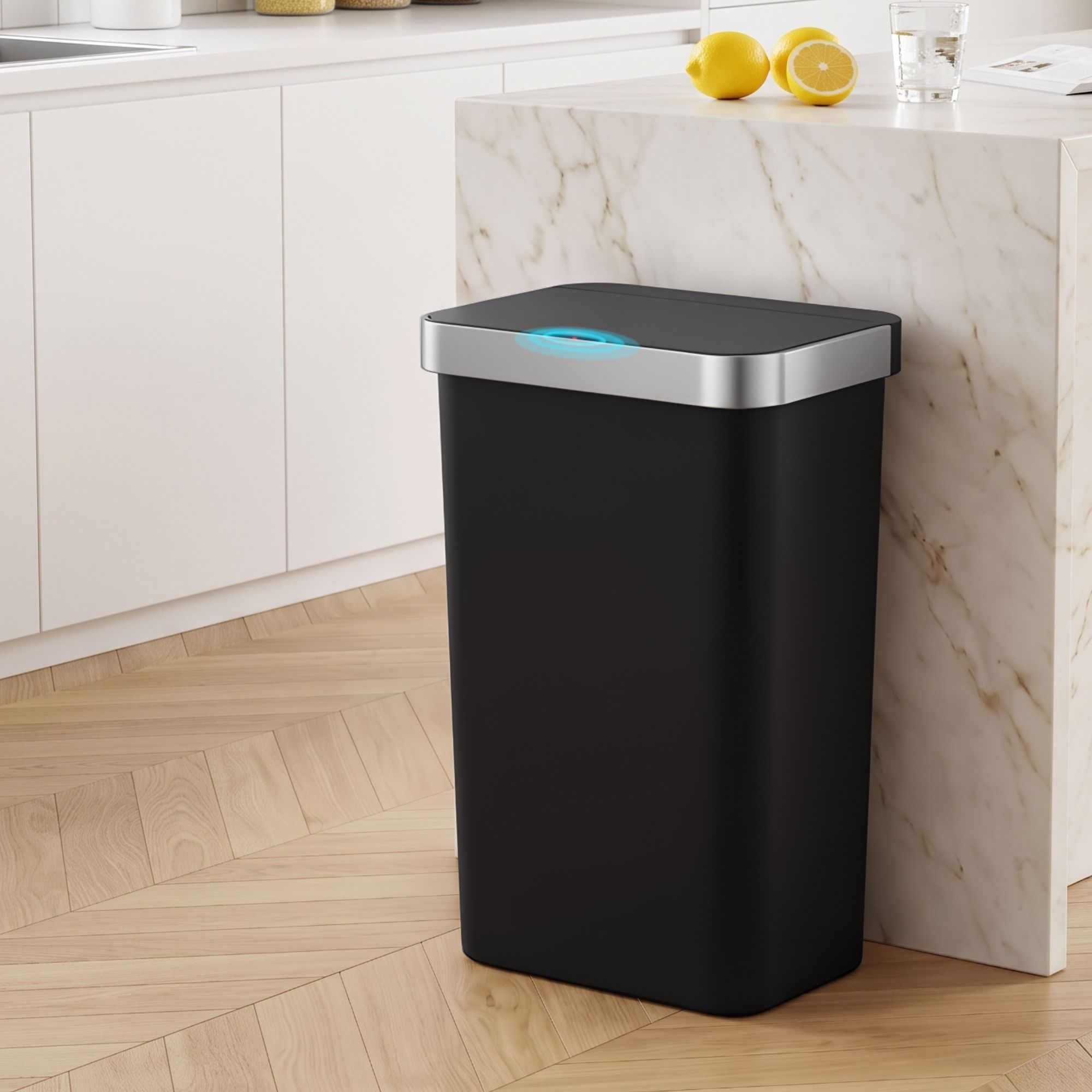 Devanti 50L Motion Sensor Trash Bin Automatic Kitchen Waste Dustbin Black Bedworld