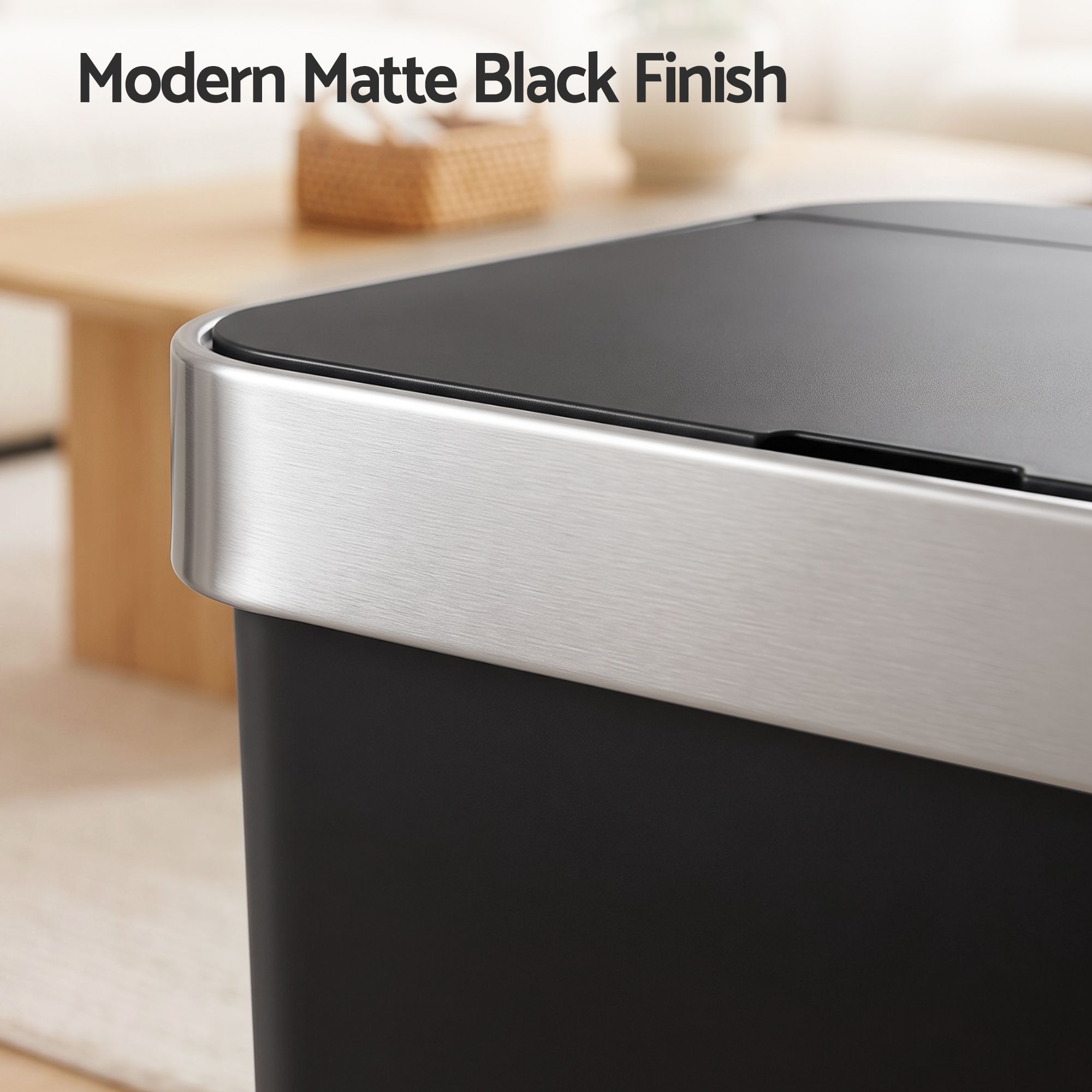 Devanti 50L Motion Sensor Trash Bin Automatic Kitchen Waste Dustbin Black Bedworld