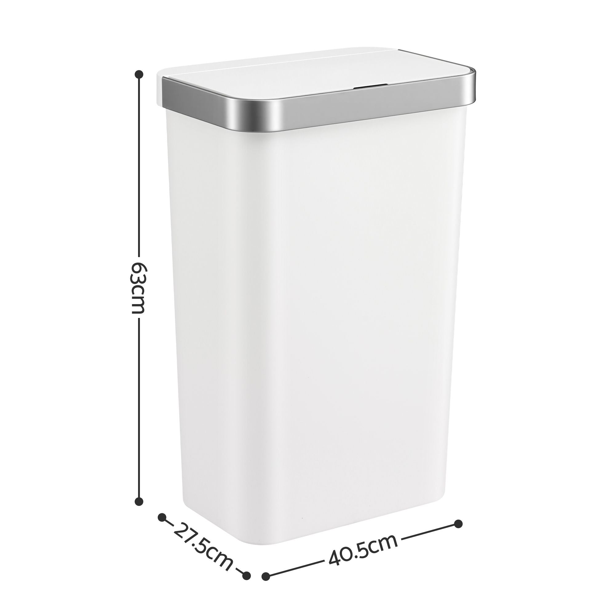 Devanti 50L Motion Sensor Trash Bin Automatic Kitchen Waste Dustbin White Bedworld