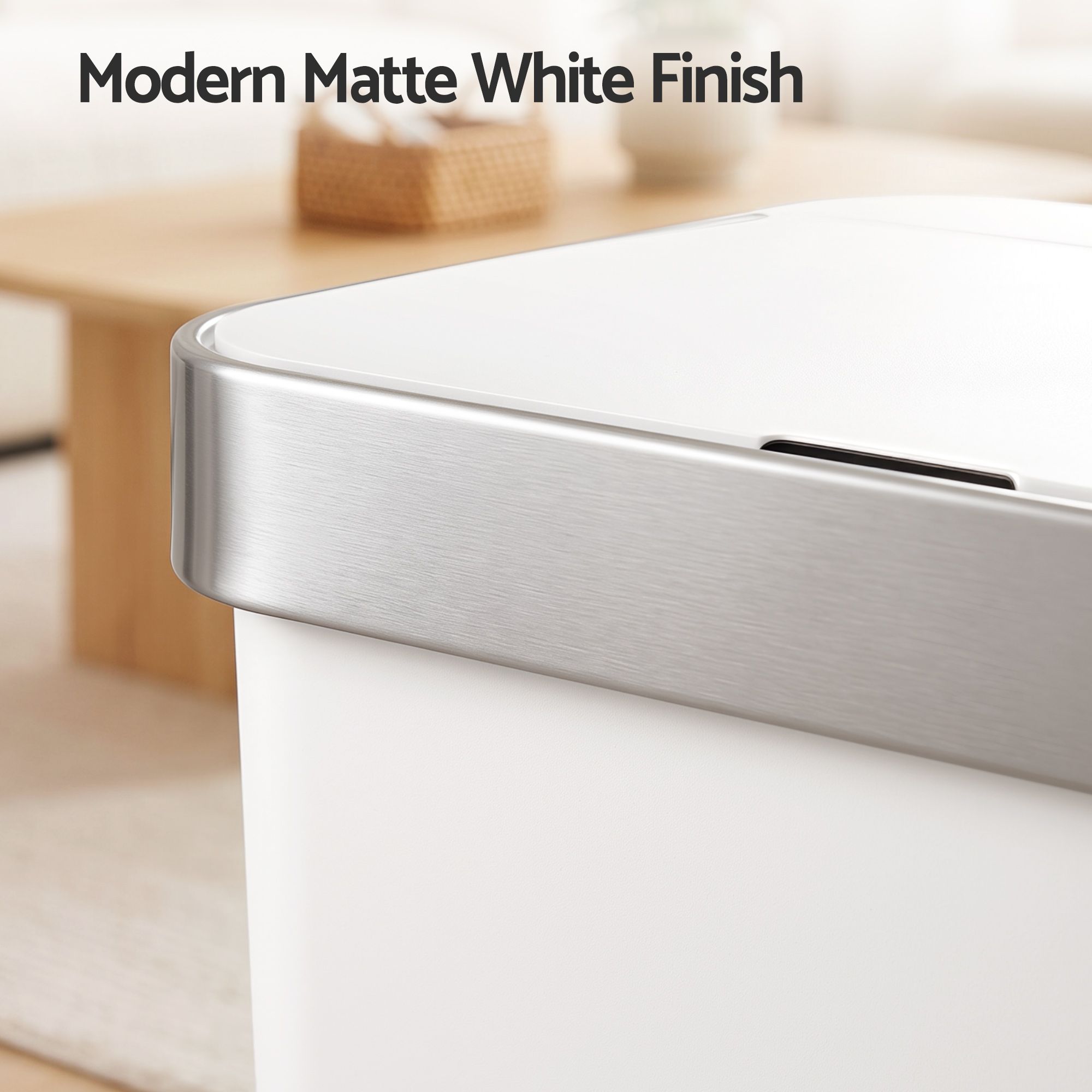 Devanti 50L Motion Sensor Trash Bin Automatic Kitchen Waste Dustbin White Bedworld